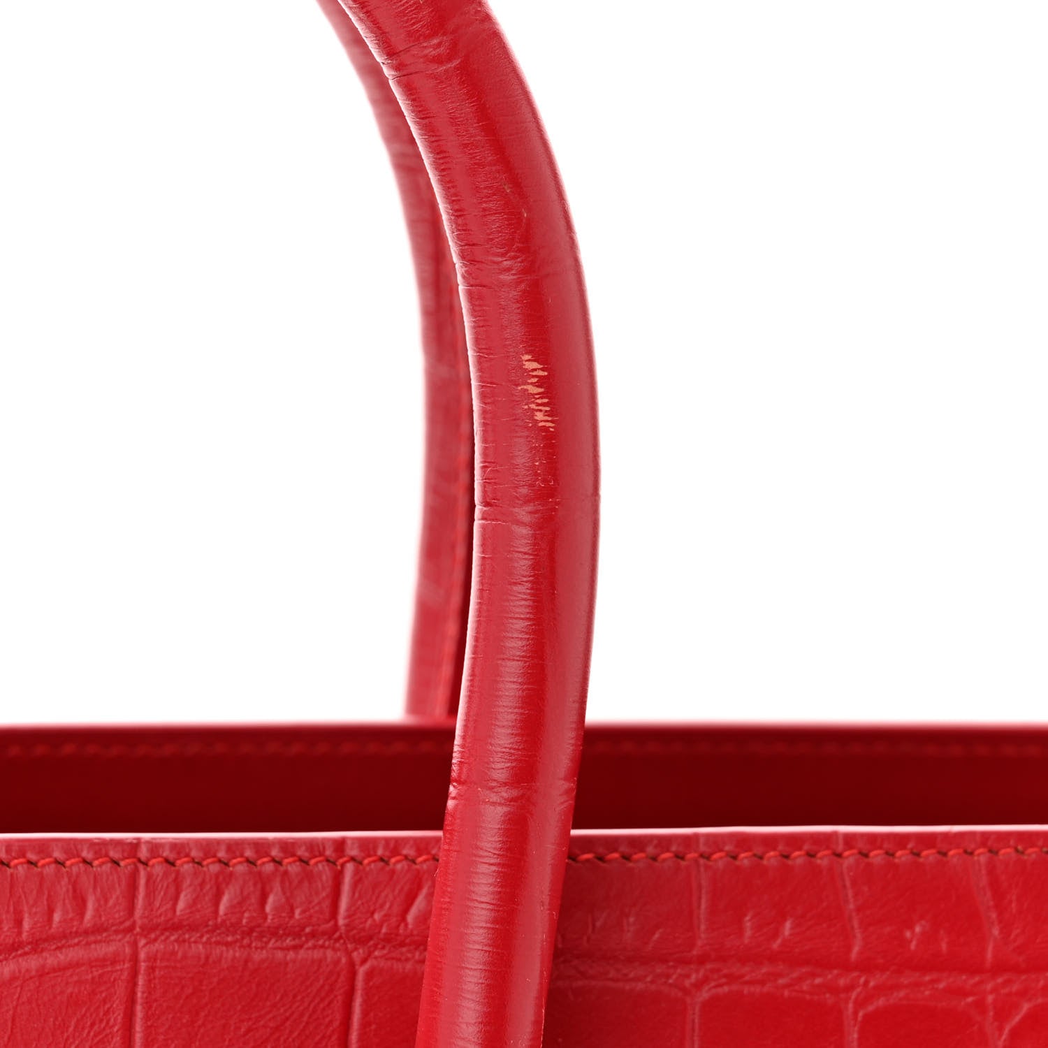 Saint Laurent Calfskin Crocodile Embossed Small Sac de Jour Eros Red 12 of 15