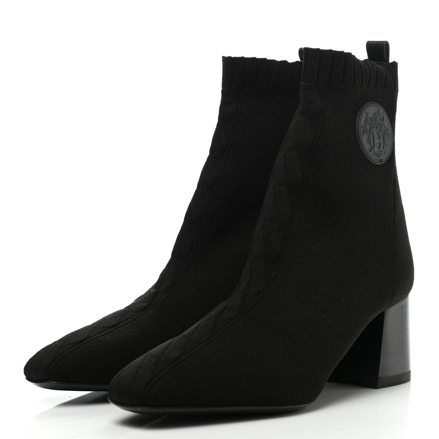 Knit Calfskin Volver Ankle Boots 39 Black