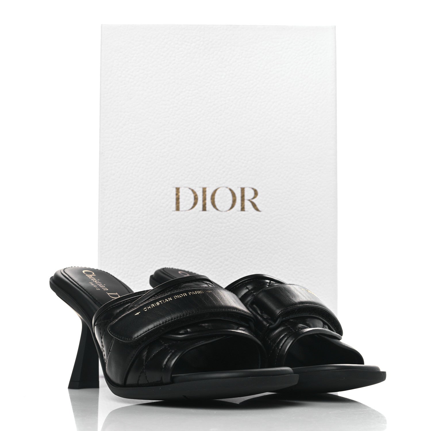 Christian Dior Calfskin Cannage Quilted Dio(r)evolution 80mm Slide Sandals 37 Black 9 of 9