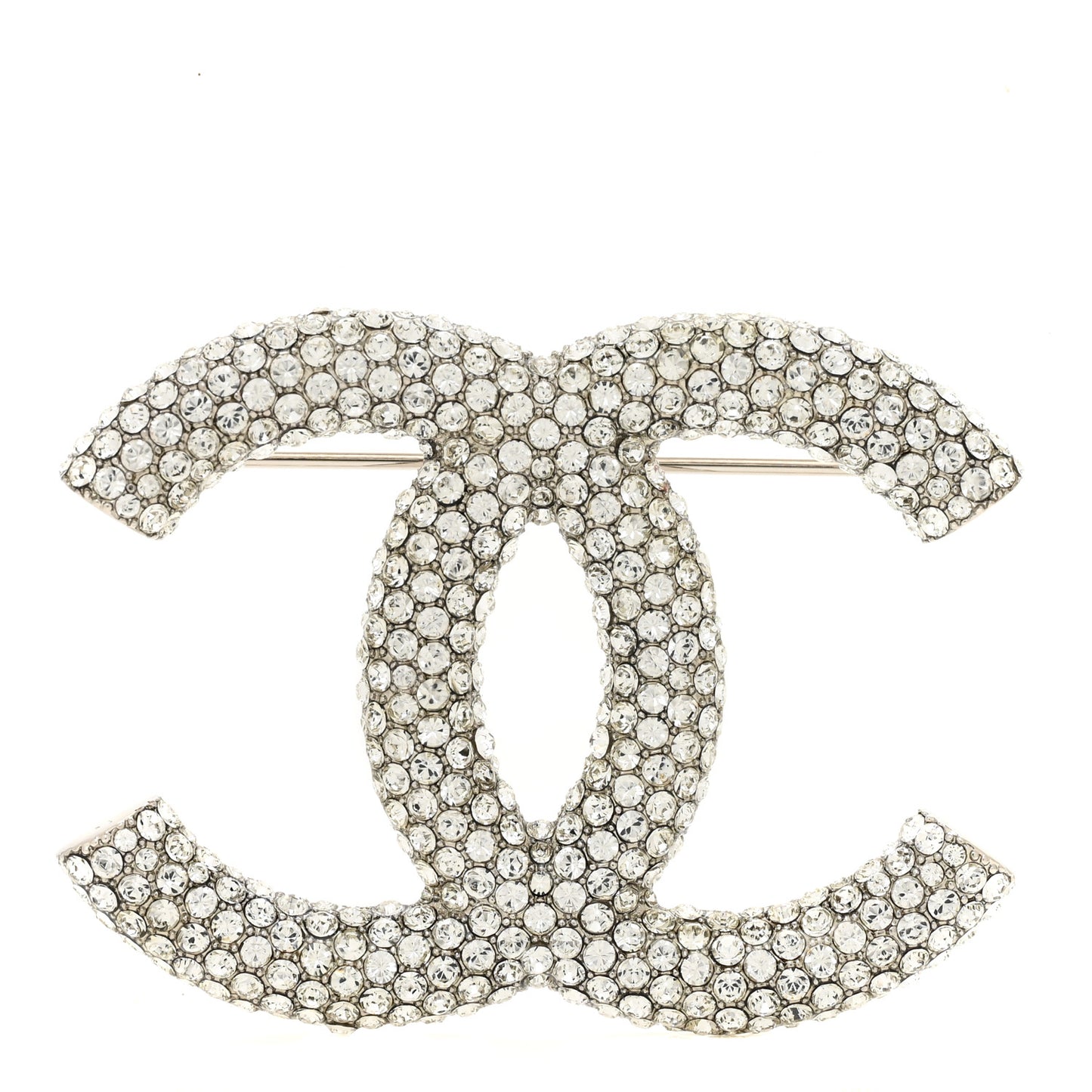 Crystal Large CC Brooch Silver