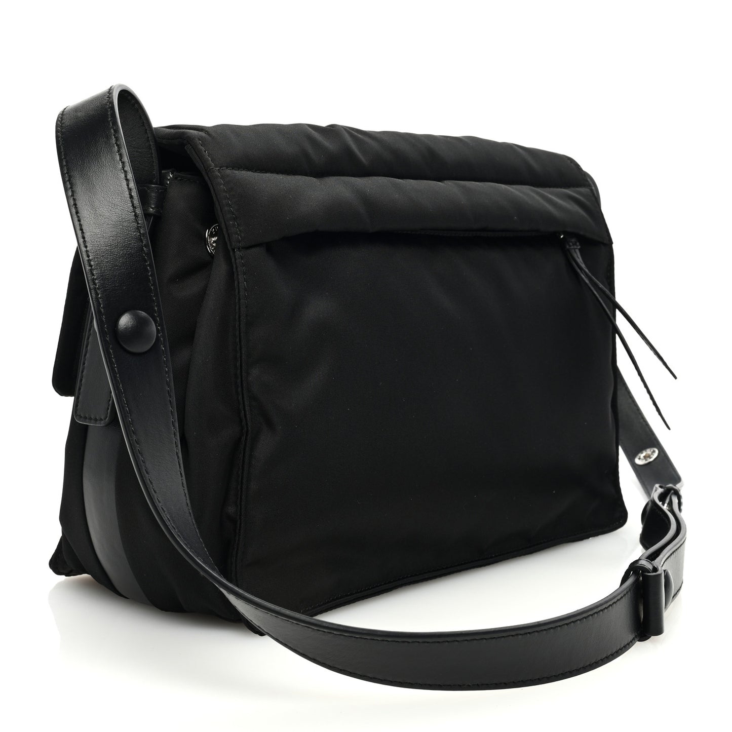 Re-Nylon Vitello Padded Small Flap Shoulder Bag Black