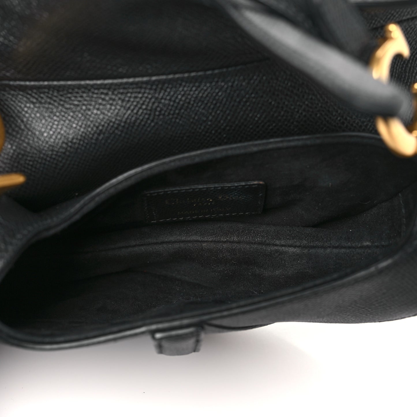 Grained Calfskin Mini Saddle Bag Black