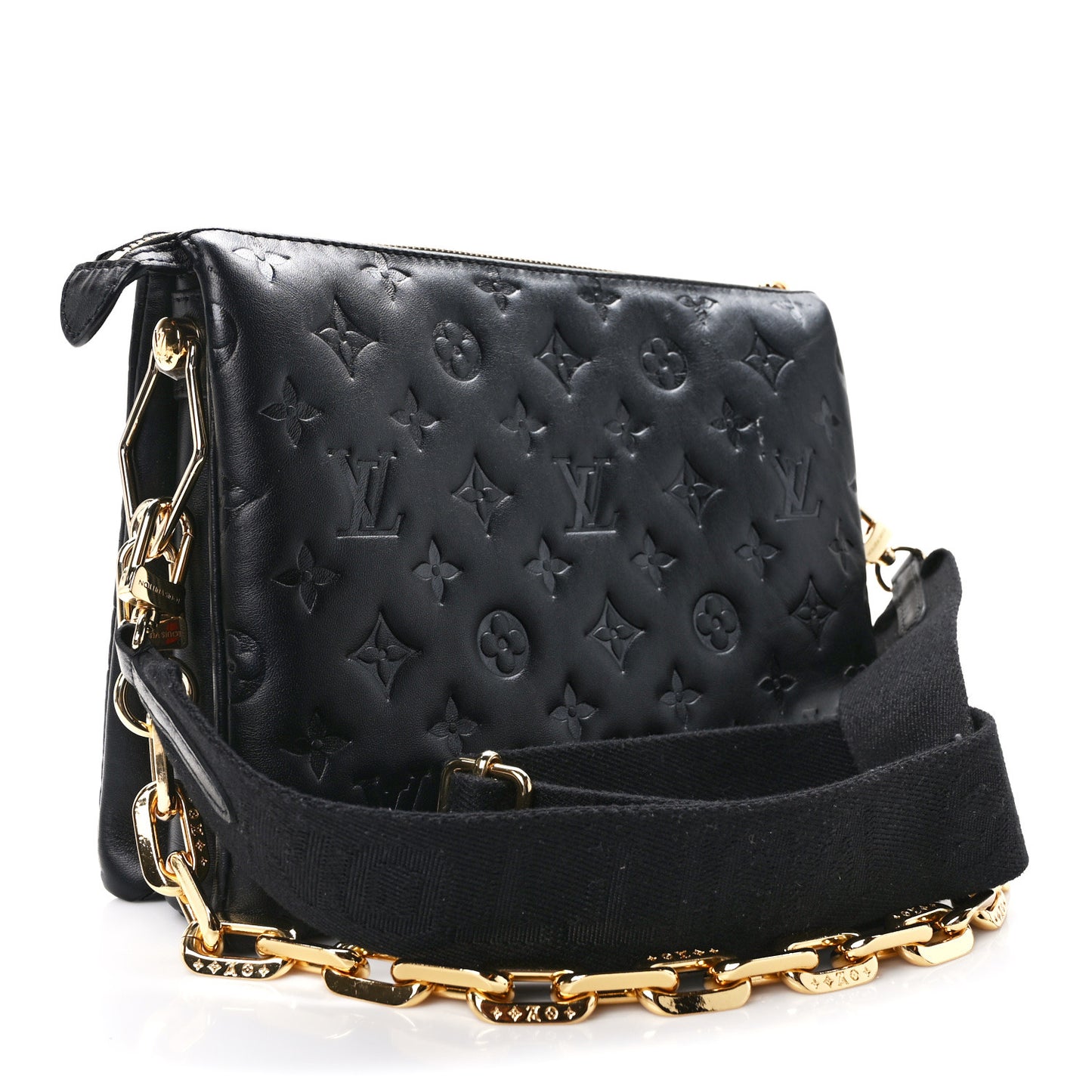 Lambskin Embossed Monogram Coussin PM Black