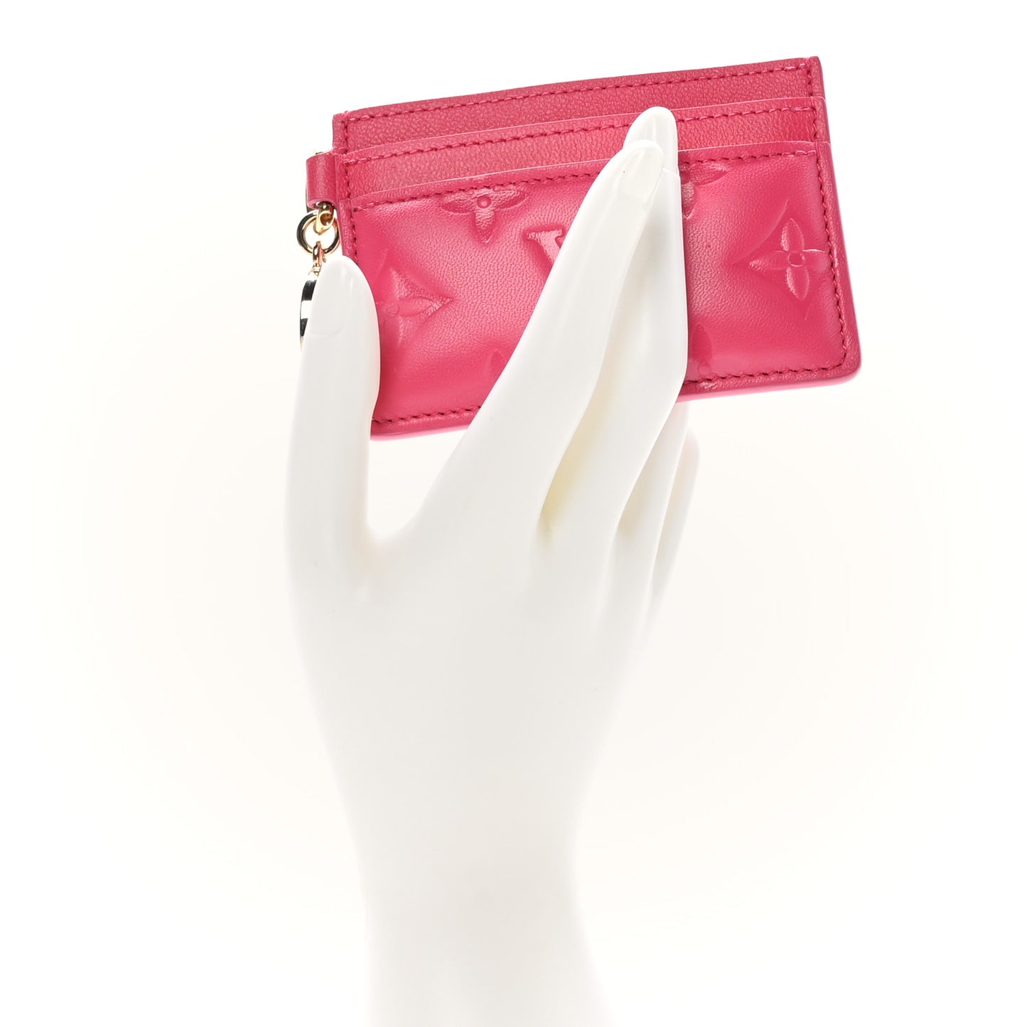 Lambskin Embossed Monogram Coussin Card Holder Bougainvillier