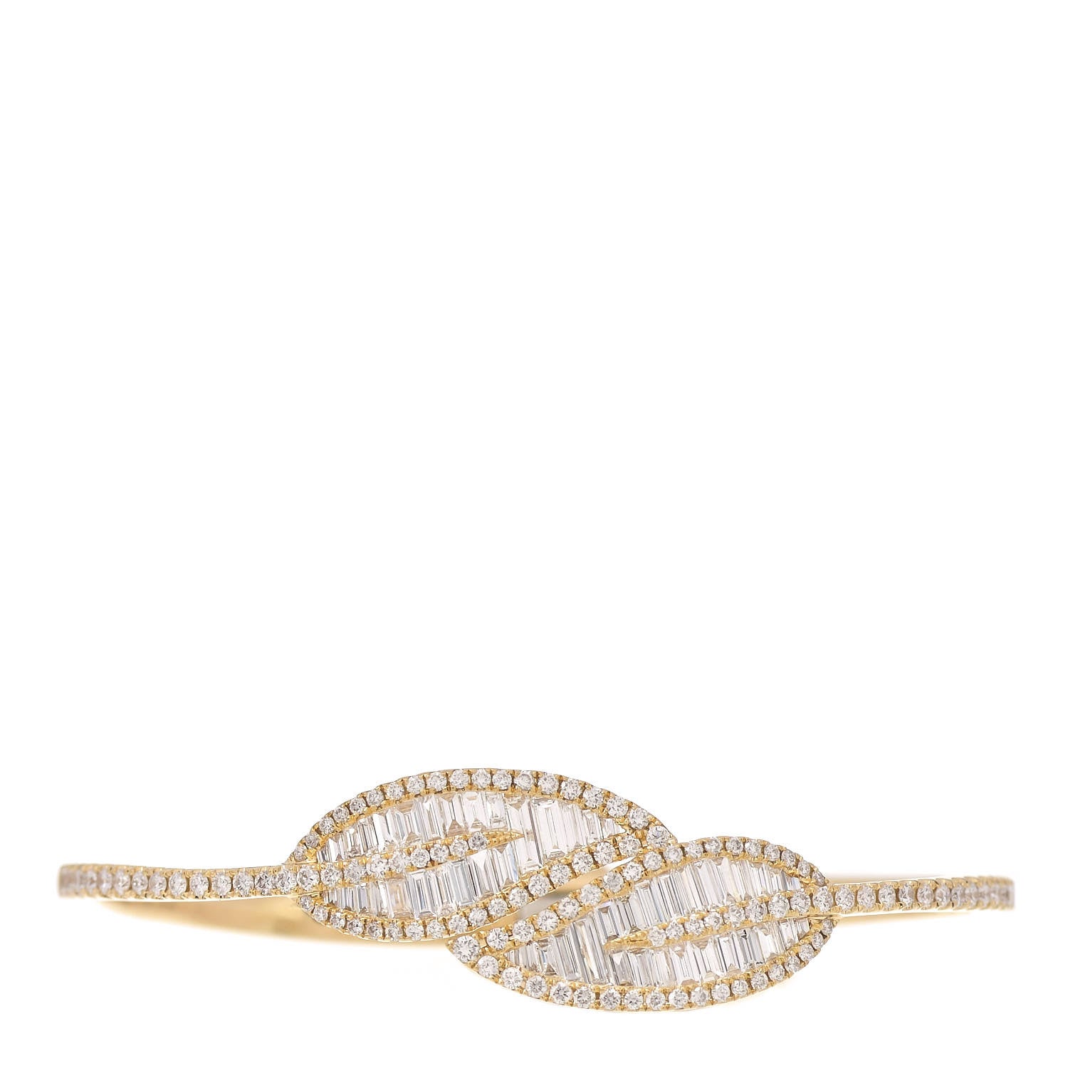 Anita Ko 18K Yellow Gold Diamond Leaf Bangle Bracelet 1 of 3