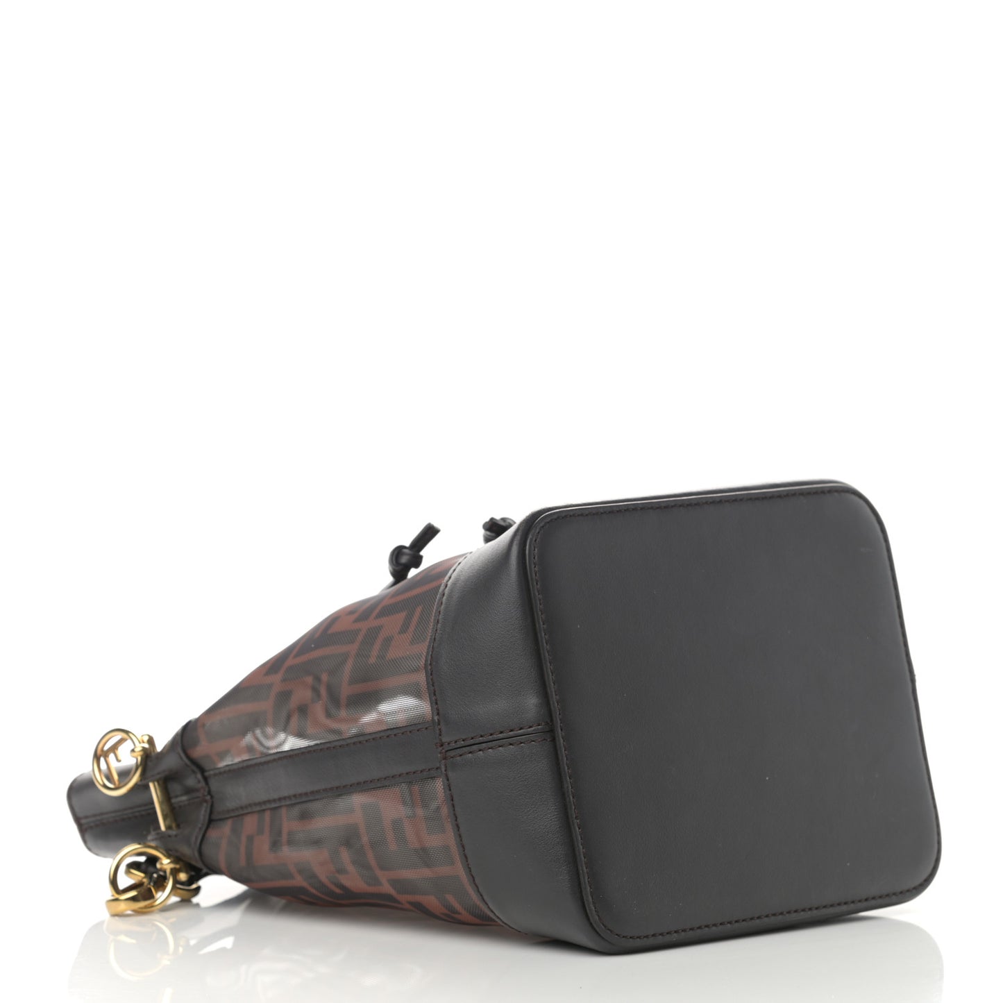 Mesh Vitello Grace F is Fendi FF 1974 Grande Mon Tresor Bucket Bag Marrone Black Ebano