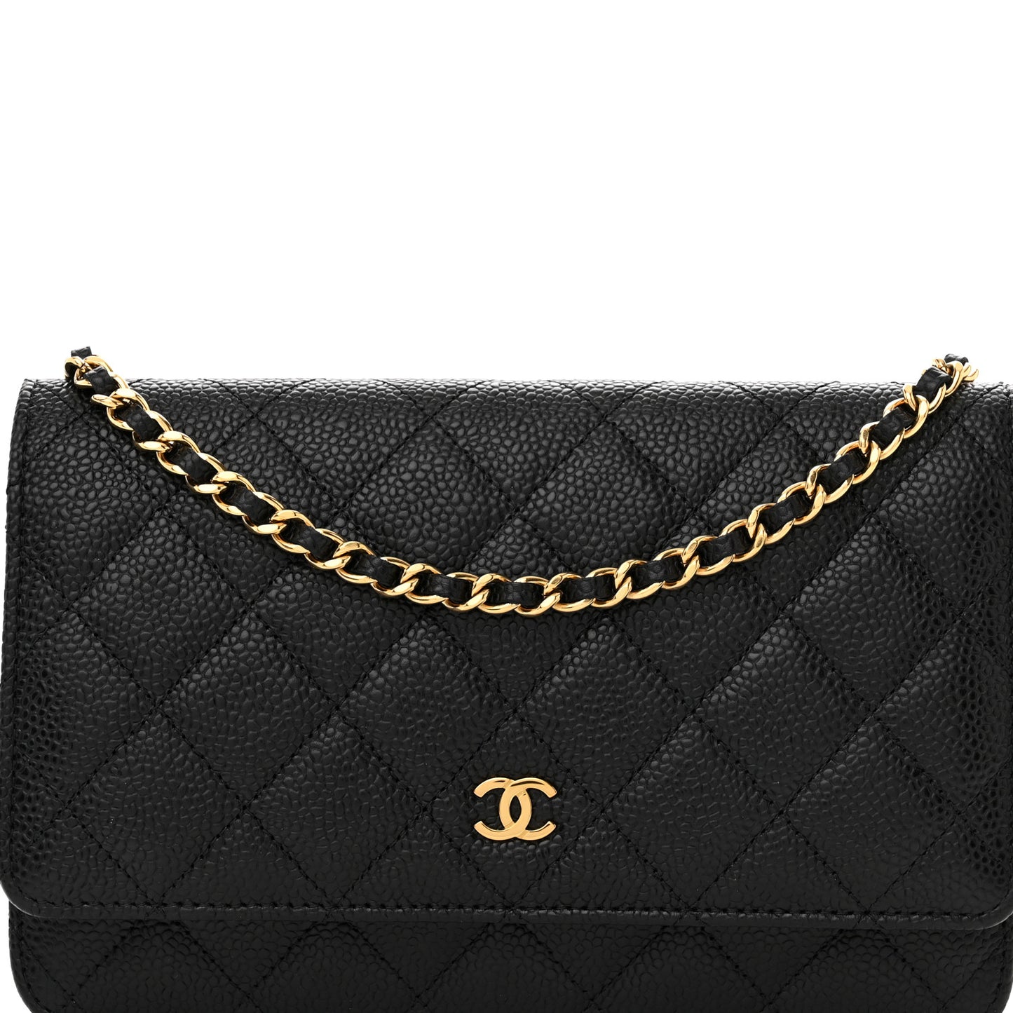 Caviar Quilted Wallet on Chain WOC Black