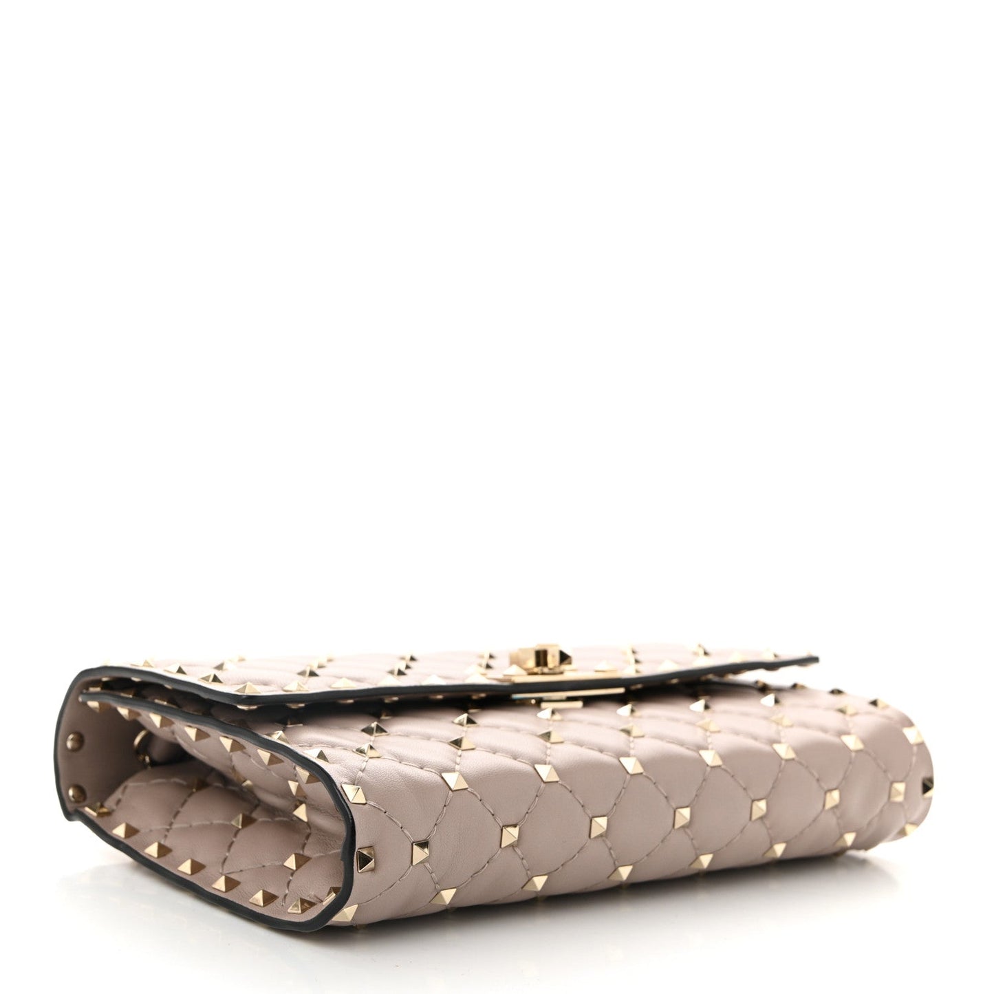 Lambskin Rockstud Spike Wallet on Chain Poudre