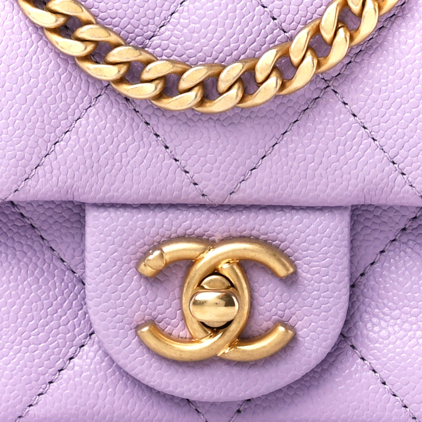 Caviar Quilted Mini Rectangular Sweetheart Flap Lilac