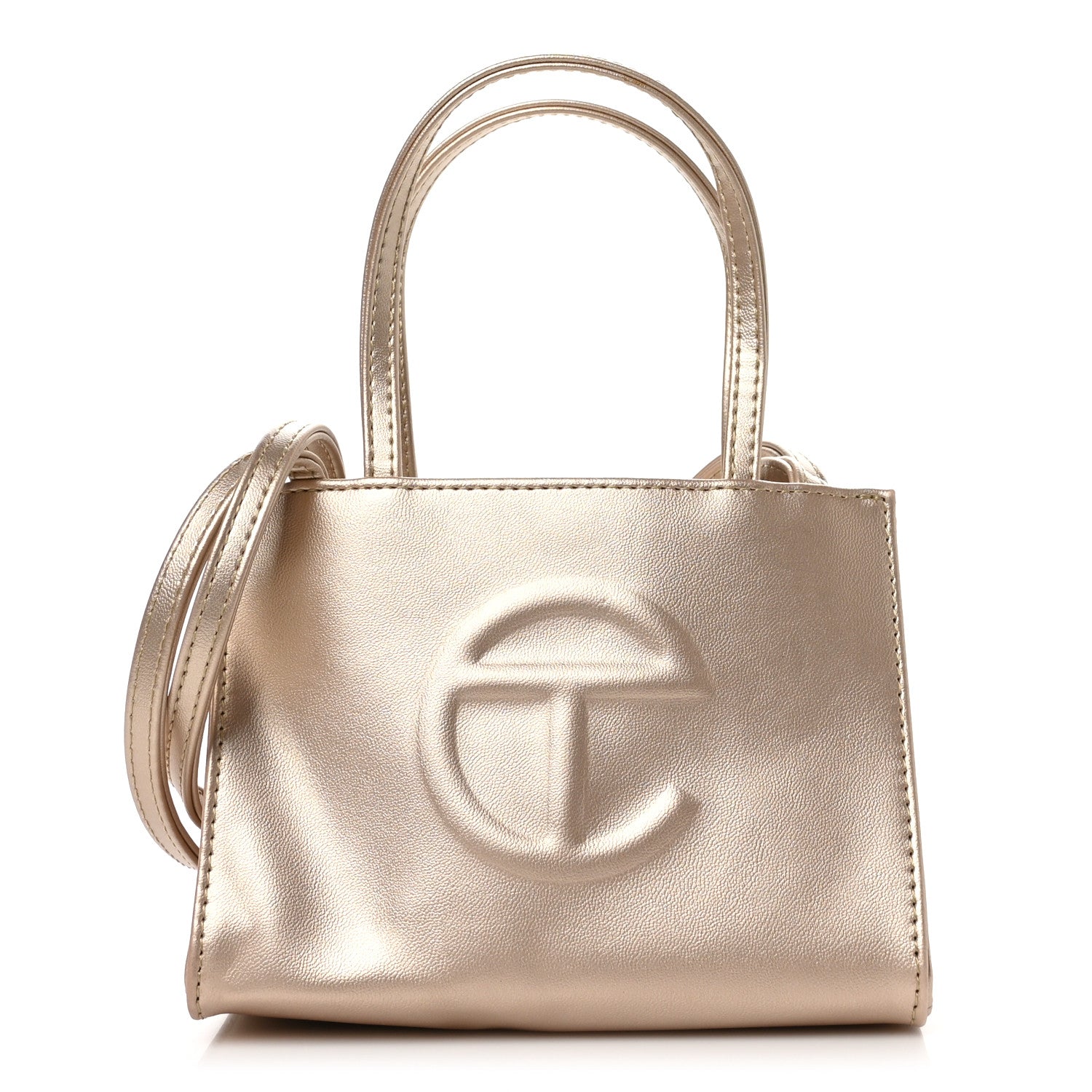 Telfar Metallic Vegan Leather Small Shopping Bag Gold 1 of 11