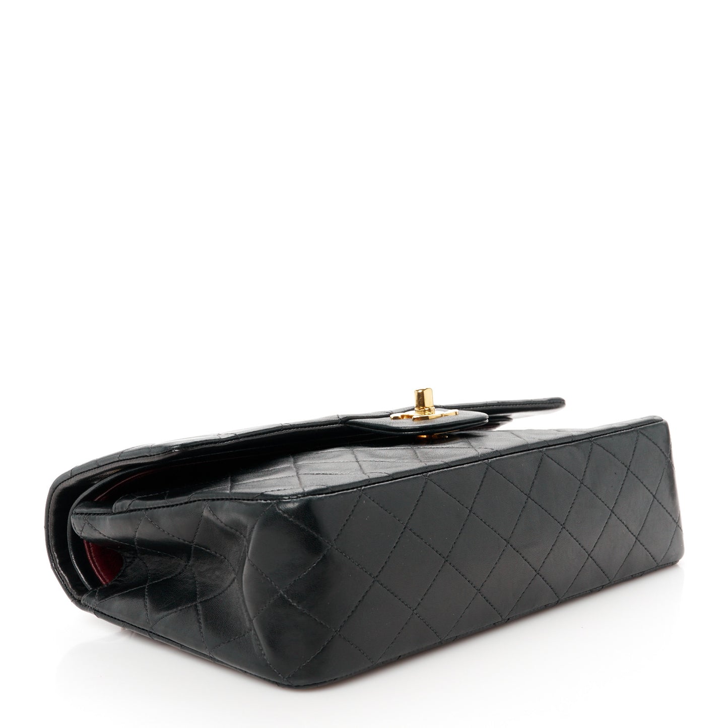 Lambskin Quilted Medium Double Flap Black