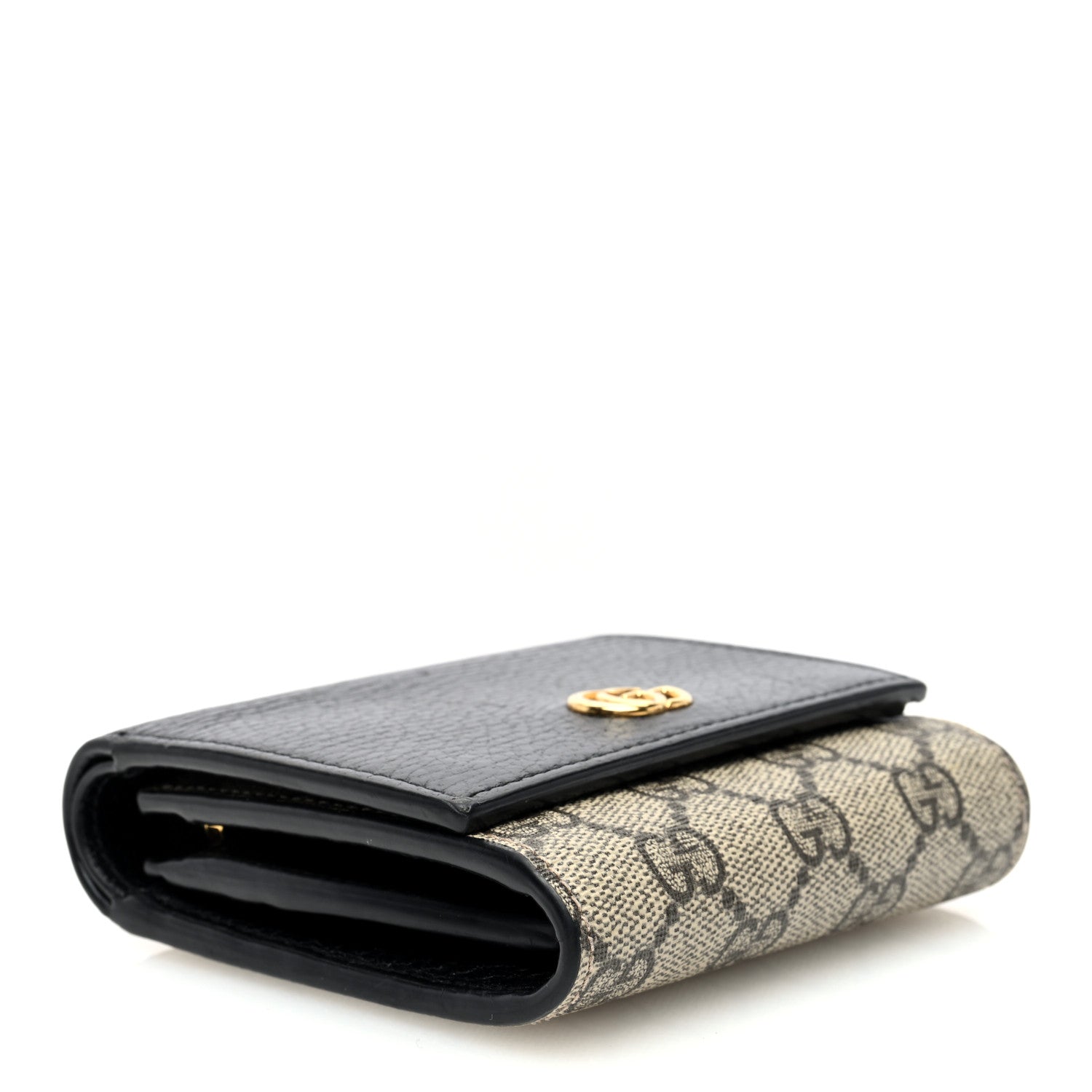 Gucci Dollar Calfskin GG Supreme Monogram Medium GG Marmont Wallet Black Beige Ebony 4 of 6