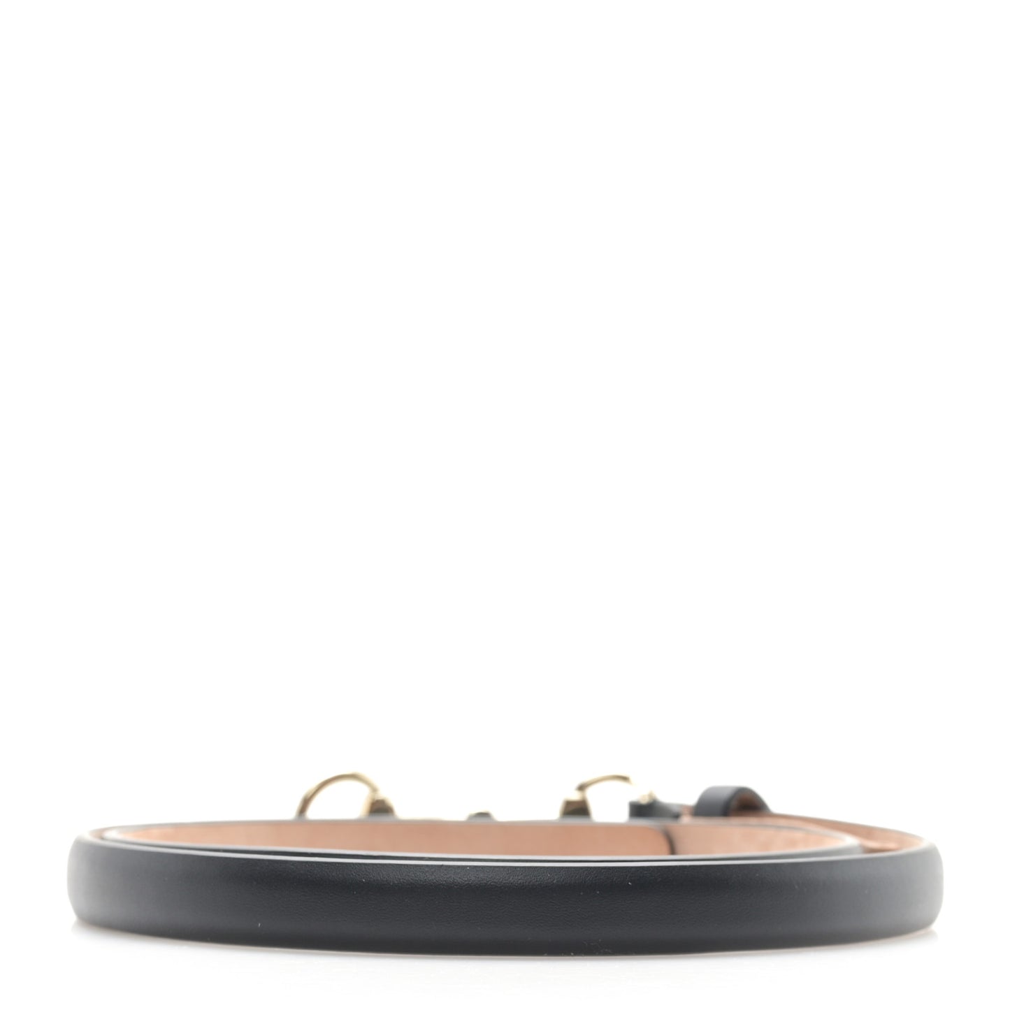 Calfskin Horsebit Skinny Belt 85 34 Black