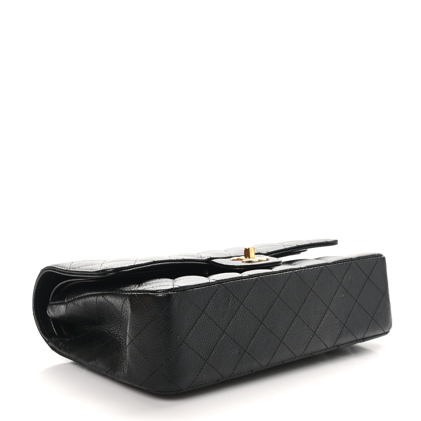 Caviar Quilted Medium Double Flap Black
