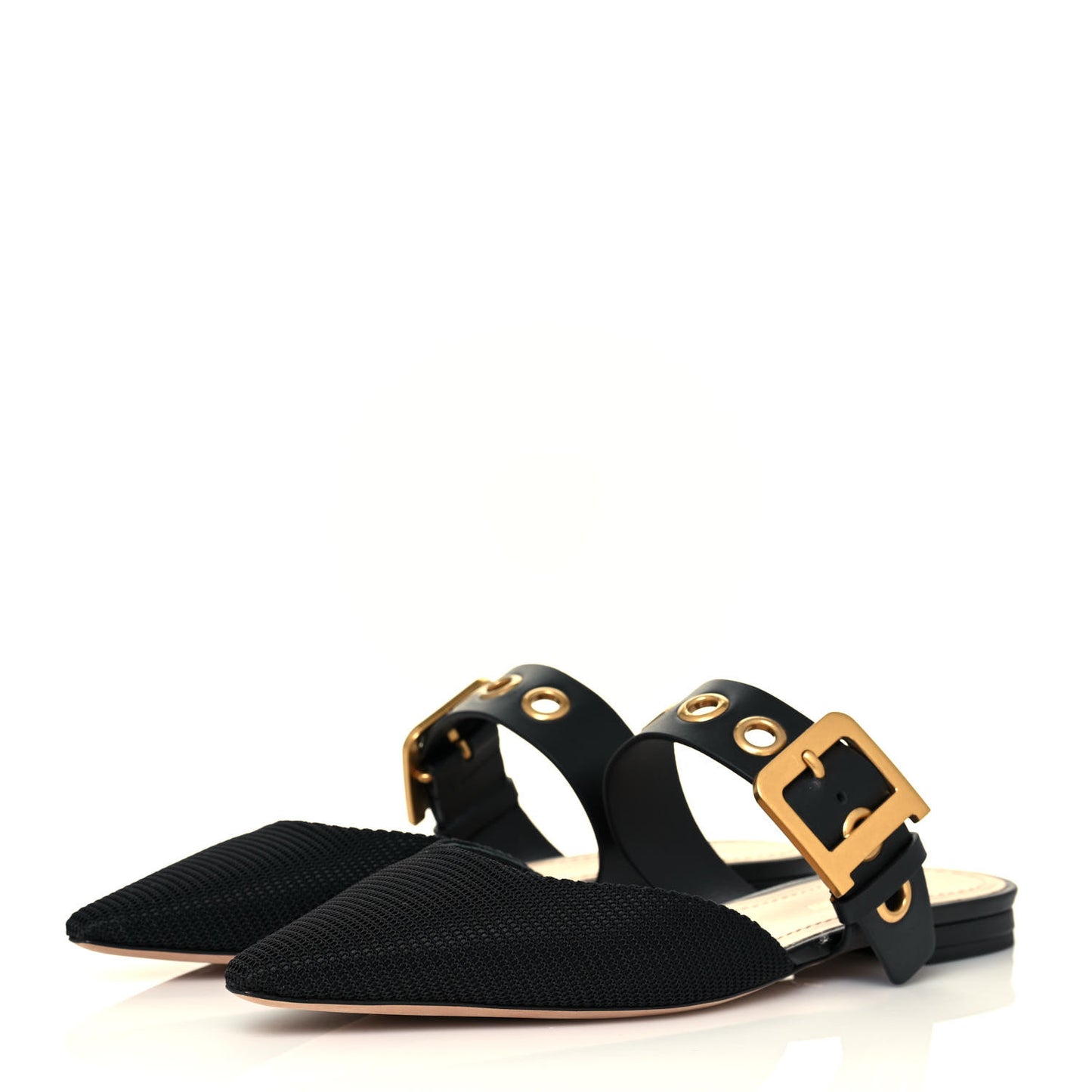 Technical Fabric D-Dior Ballerina Flat Mule 38.5 Black
