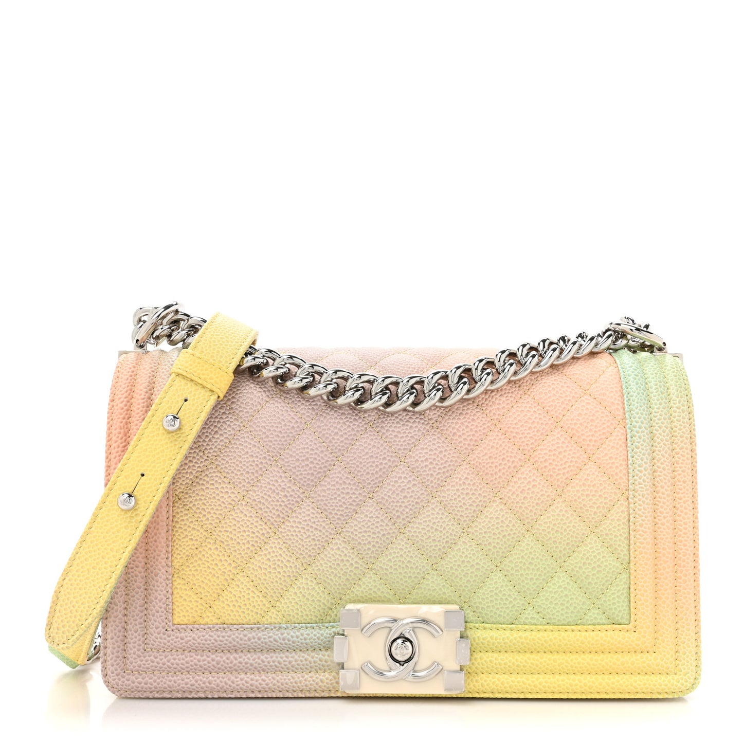 Caviar Quilted Medium Cuba Rainbow Boy Flap Multicolor
