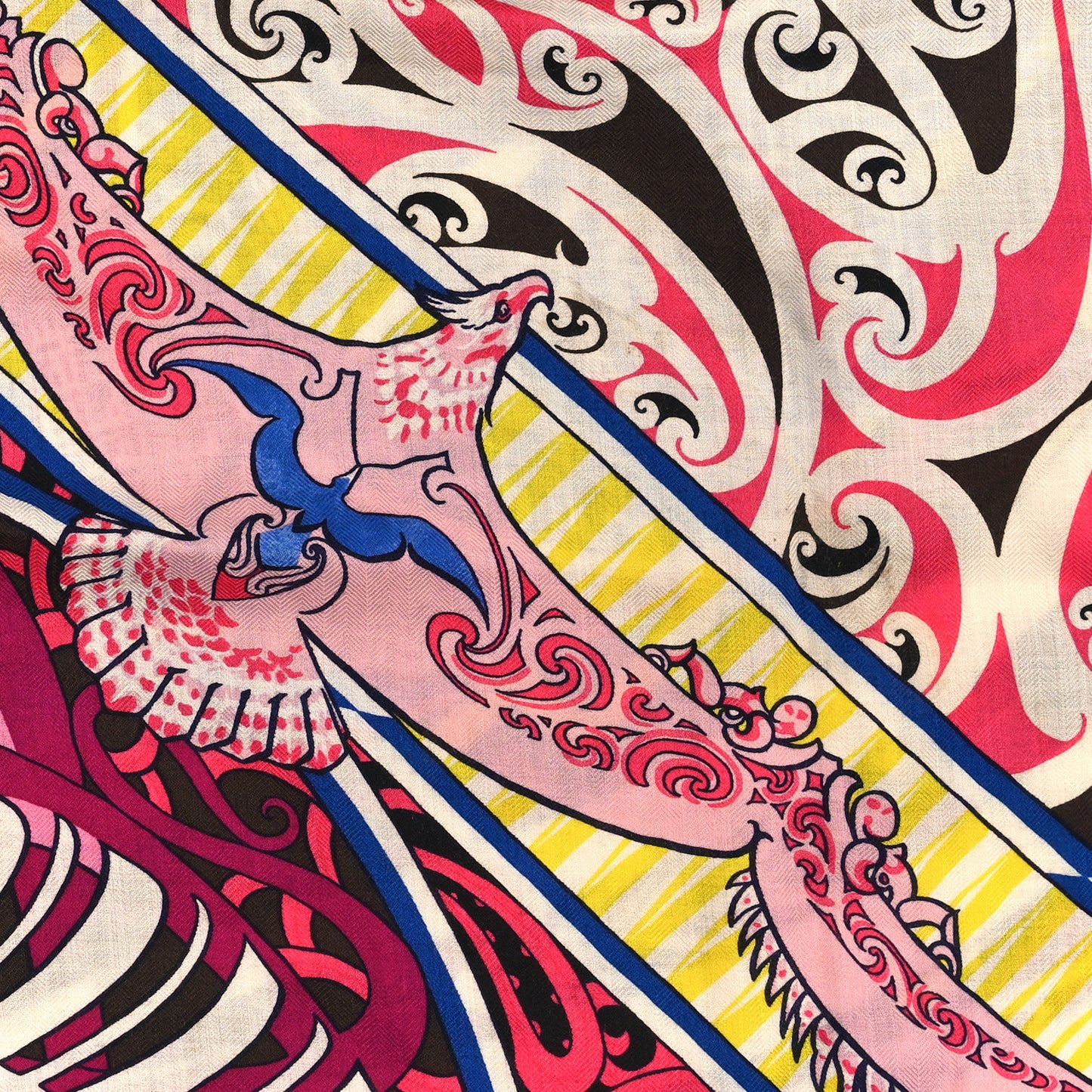 Cashmere Silk Kawa Ora Shawl 140 Fuchsia Marron Jaune