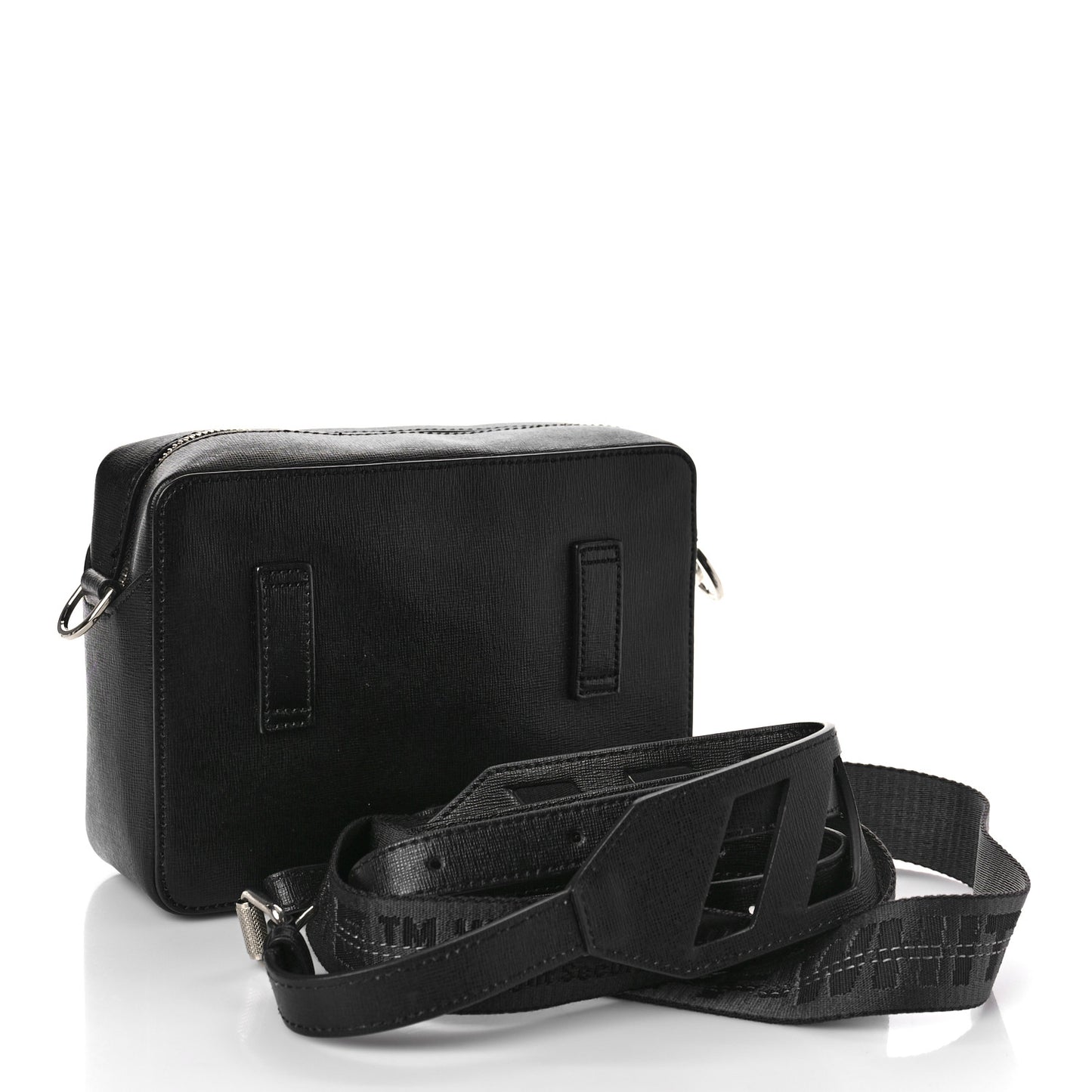 Saffiano Striped Diag Binder Belt Bag Black