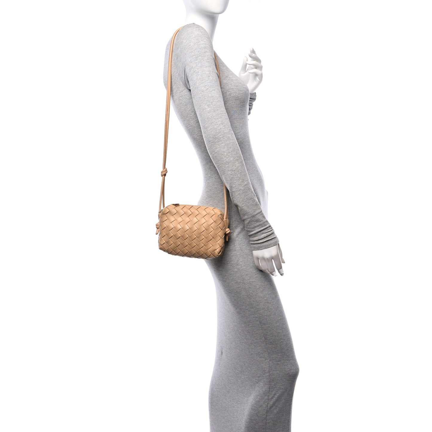 Nappa Intrecciato Mini Loop Camera Bag Almond