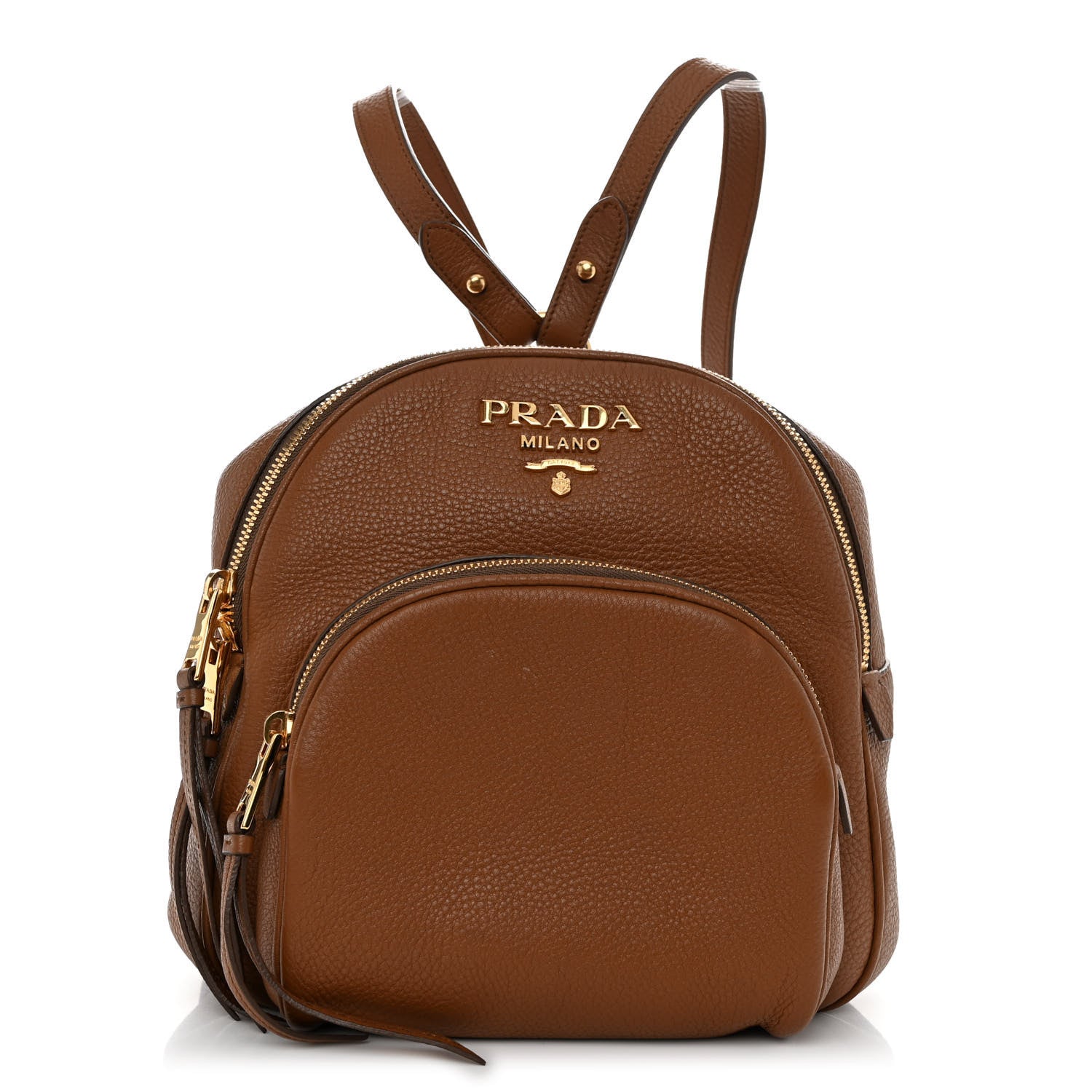 Prada Vitello Daino Zip Backpack Cuoio 1340022 – FASHIONPHILE