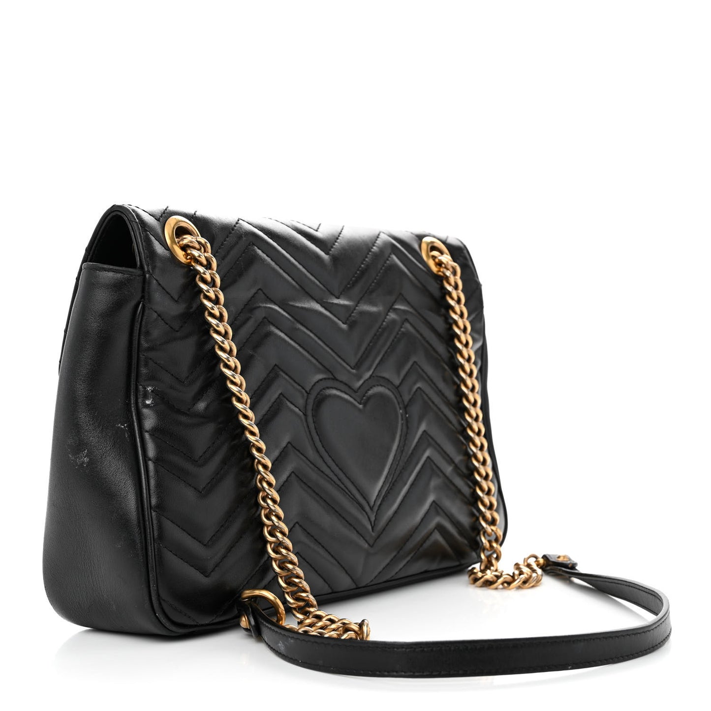 Calfskin Matelasse Medium GG Marmont Shoulder Bag Black