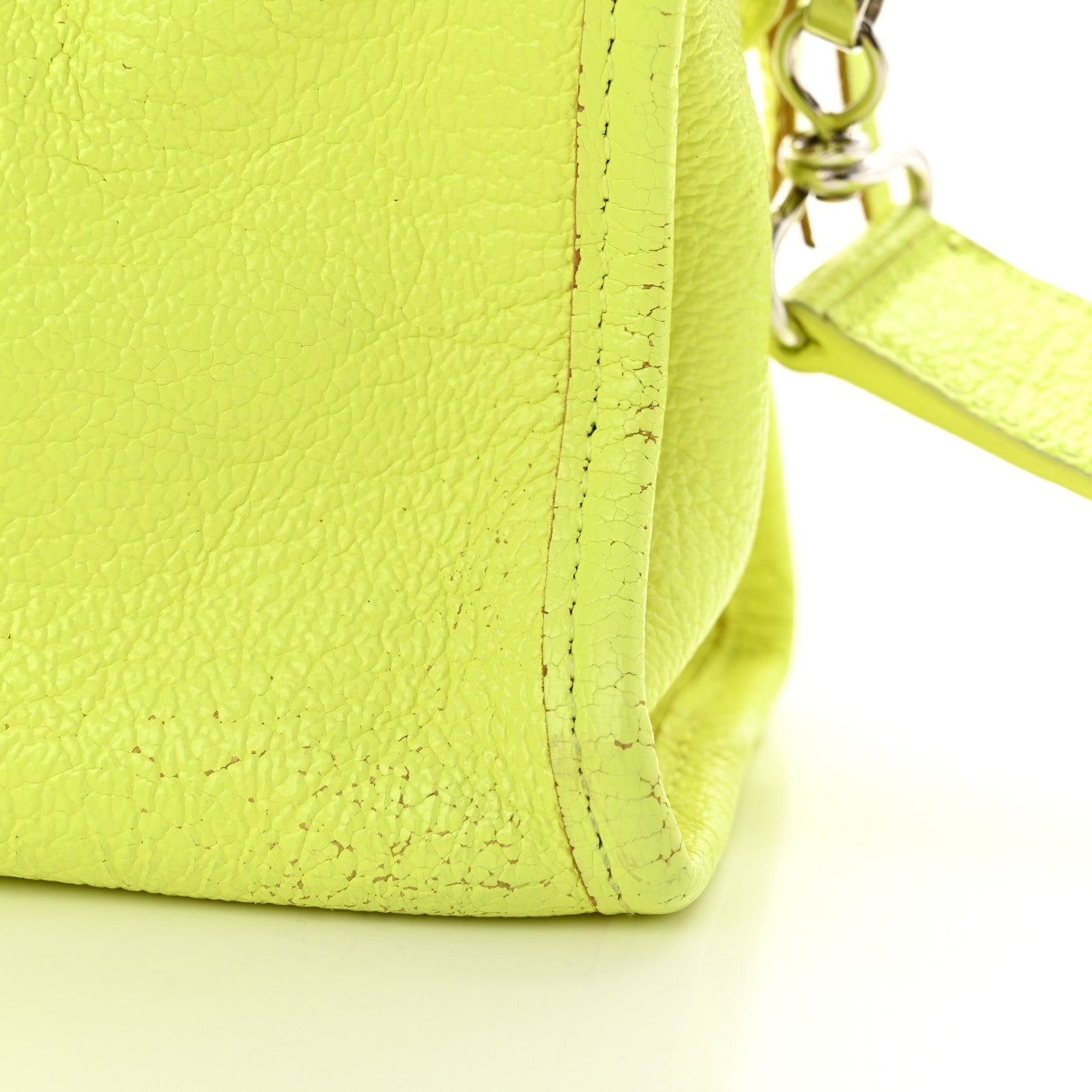 Balenciaga Chevre Silver Metallic Edge Hardware Mini City Acid Green 18 of 20