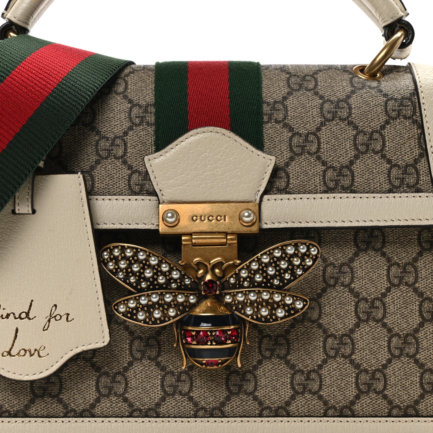 GG Supreme Monogram Small Queen Margaret Top Handle Bag White