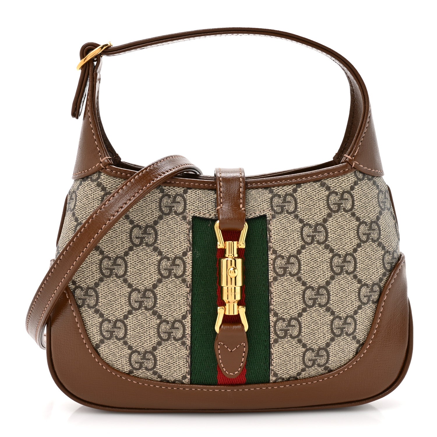 Gucci GG Supreme Monogram Azalea Calfskin Web Mini Jackie 1961