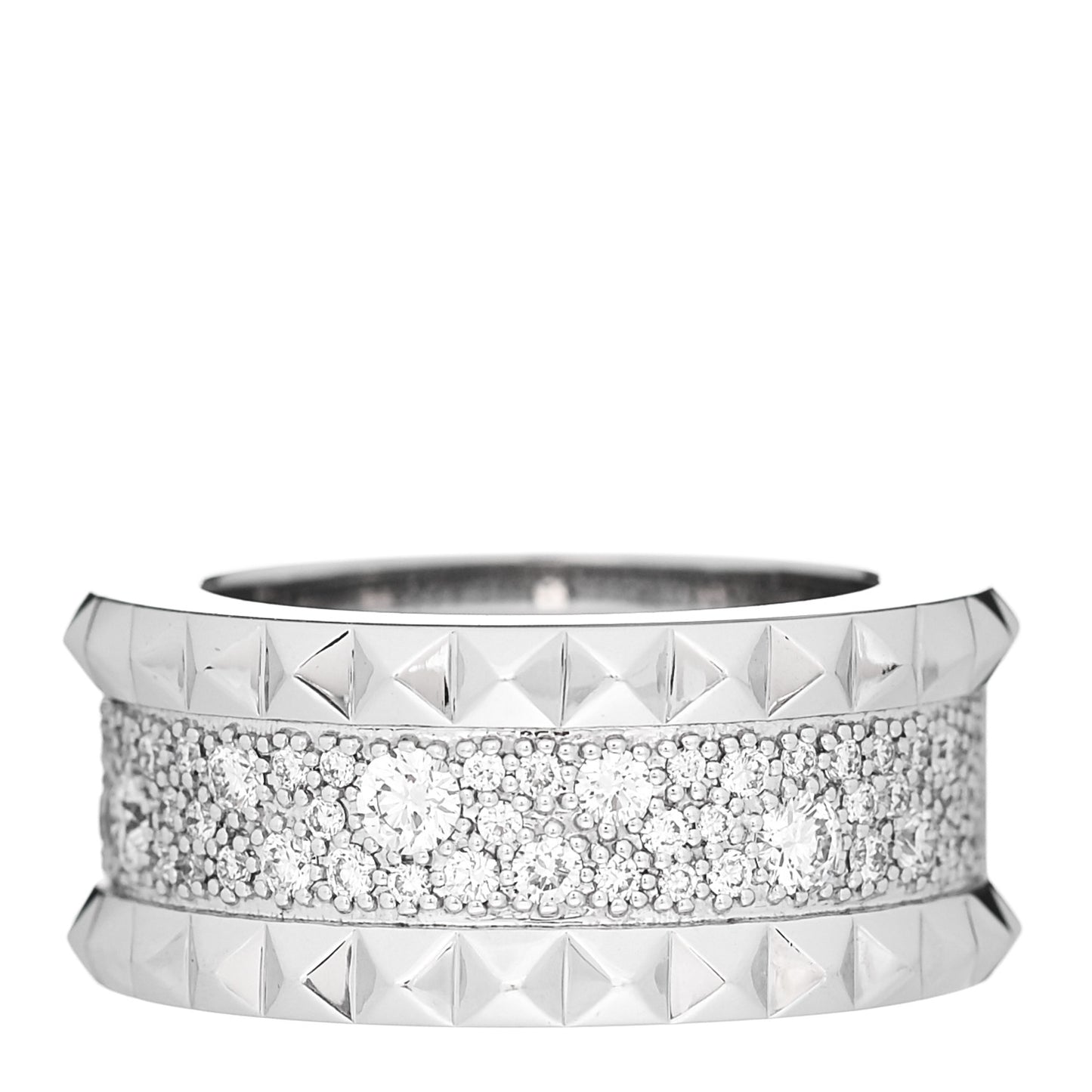 18K White Gold Diamond Rock & Diamonds Ring 53 6.5