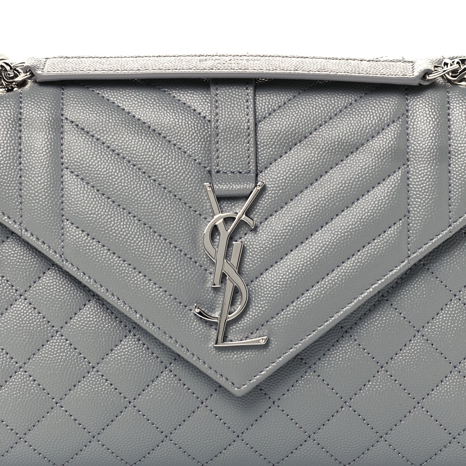 Saint Laurent Grain De Poudre Textured Mixed Matelasse Medium Triquilt Monogram Satchel New Stone 9 of 11