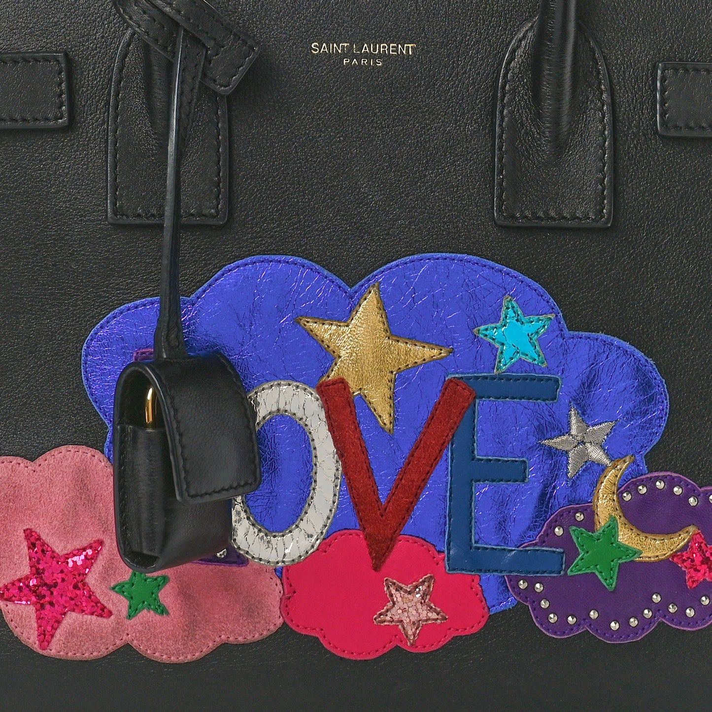 Calfskin Love Patchwork Baby Sac De Jour Black