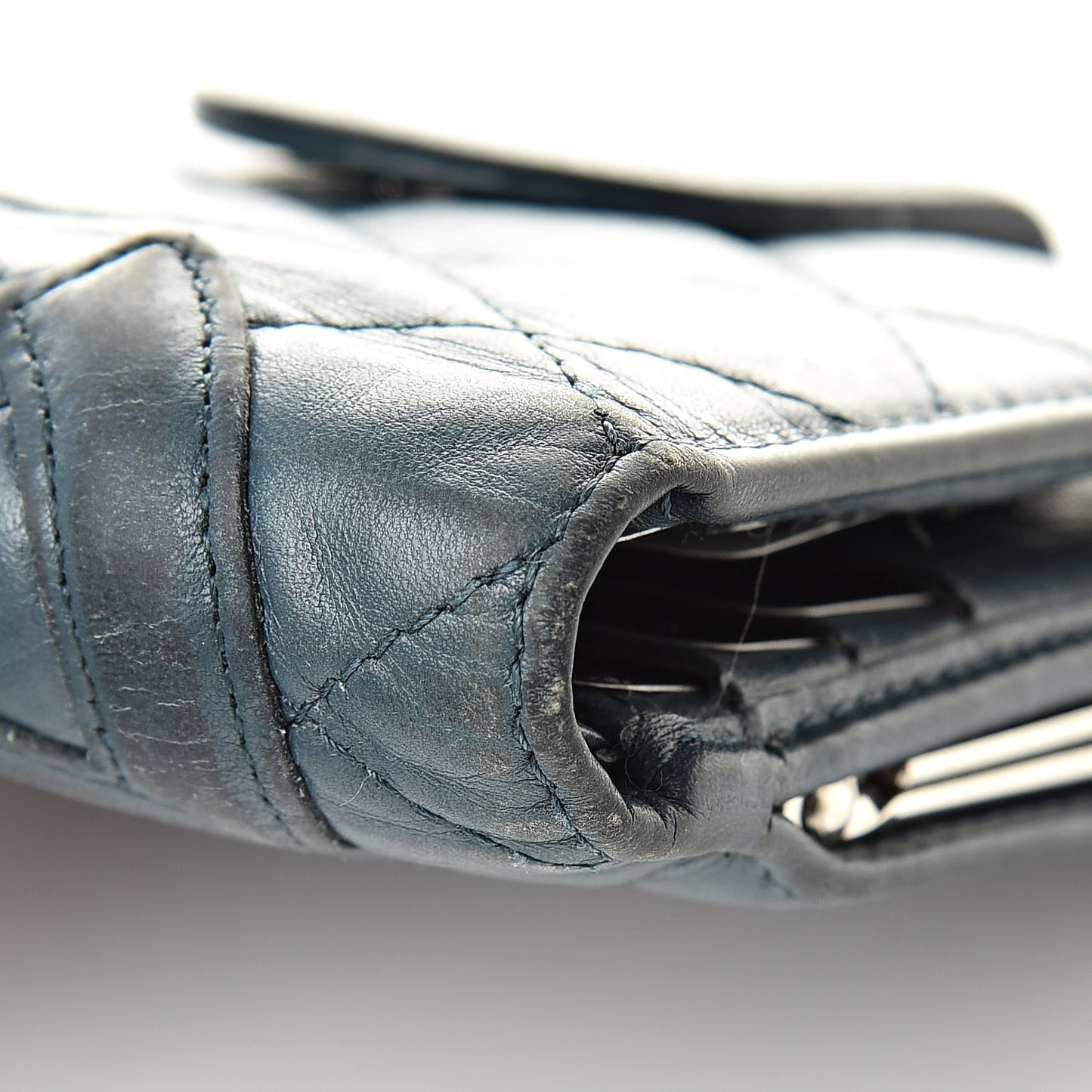 Aged Calfskin Cambon Compact Wallet Blue