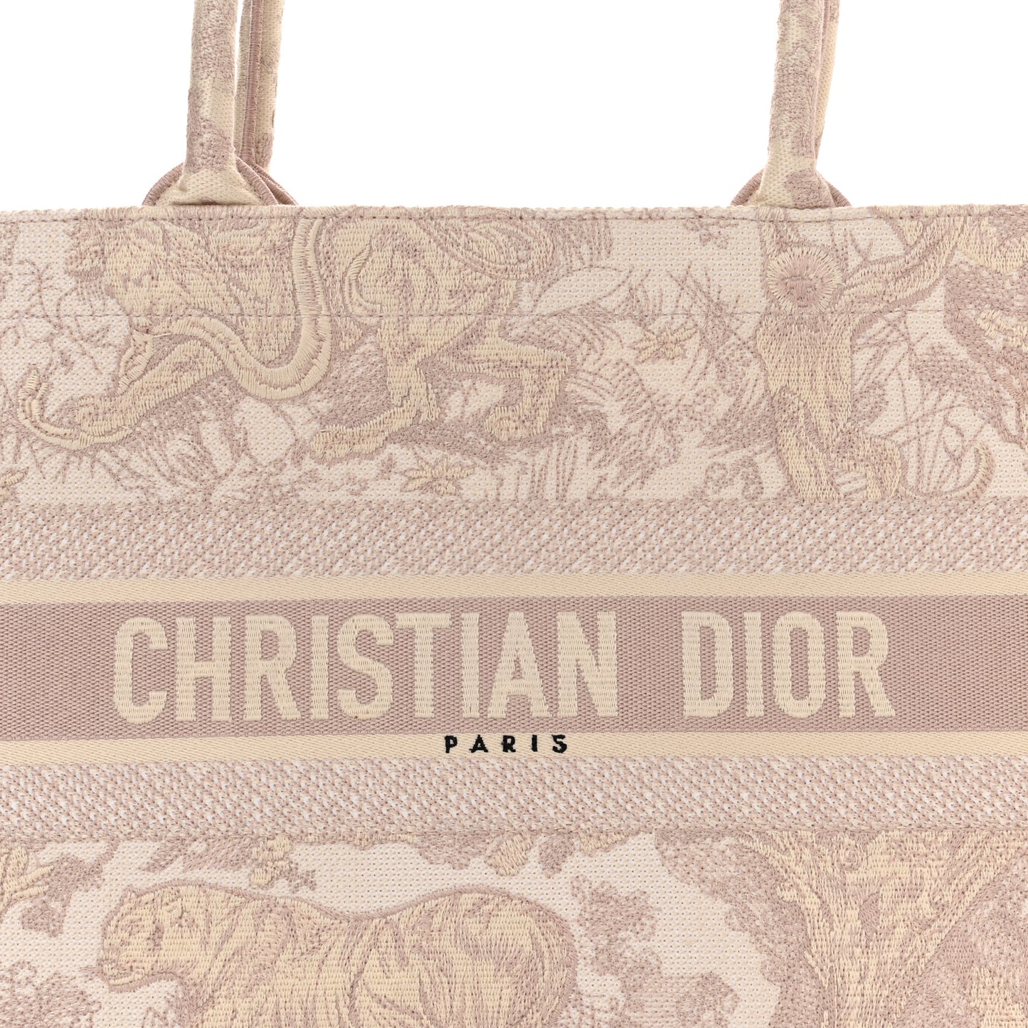 Canvas Embroidered Medium Dioriviera Toile De Jouy Book Tote Rose