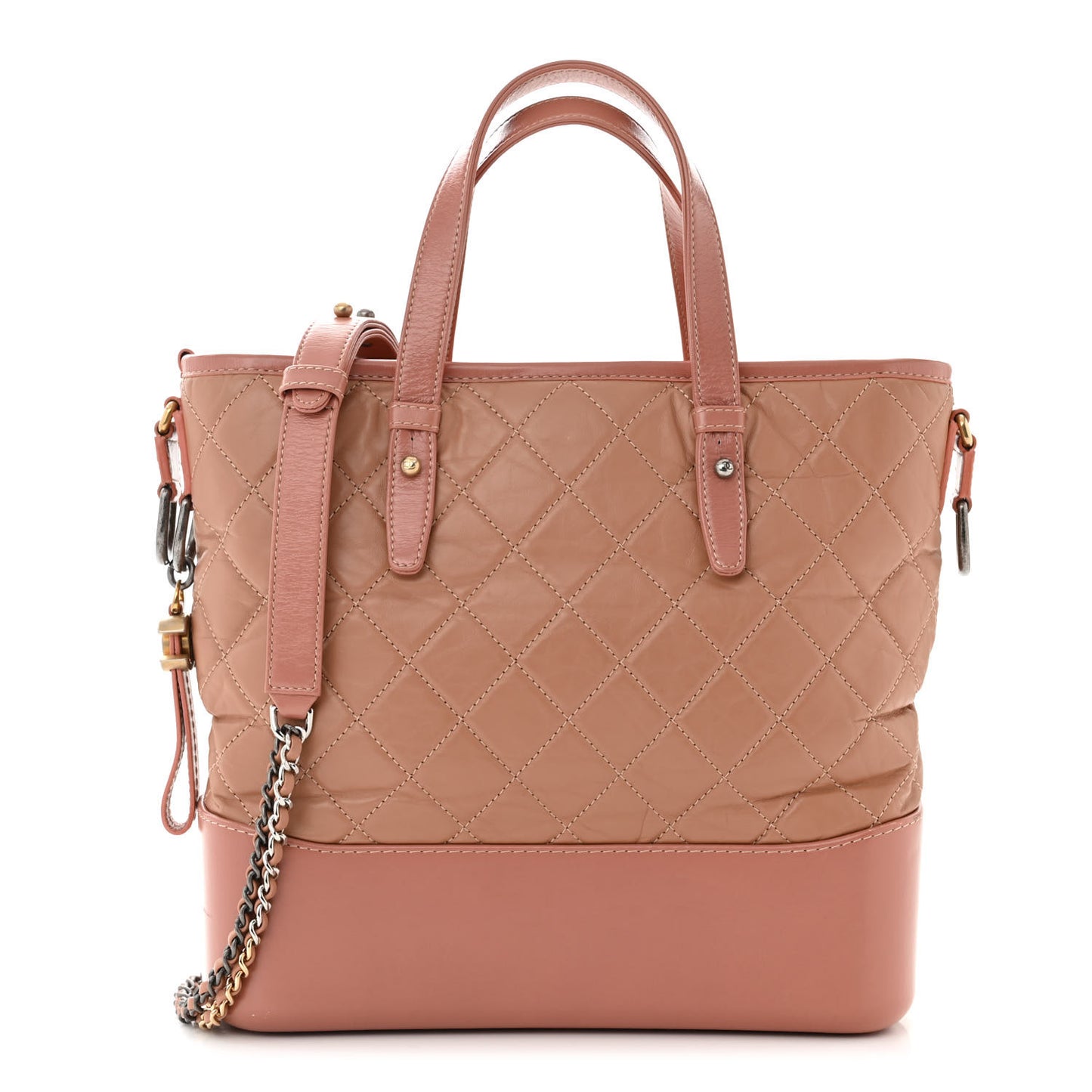 Aged Calfskin Quilted Medium Gabrielle Shopping Tote Pink