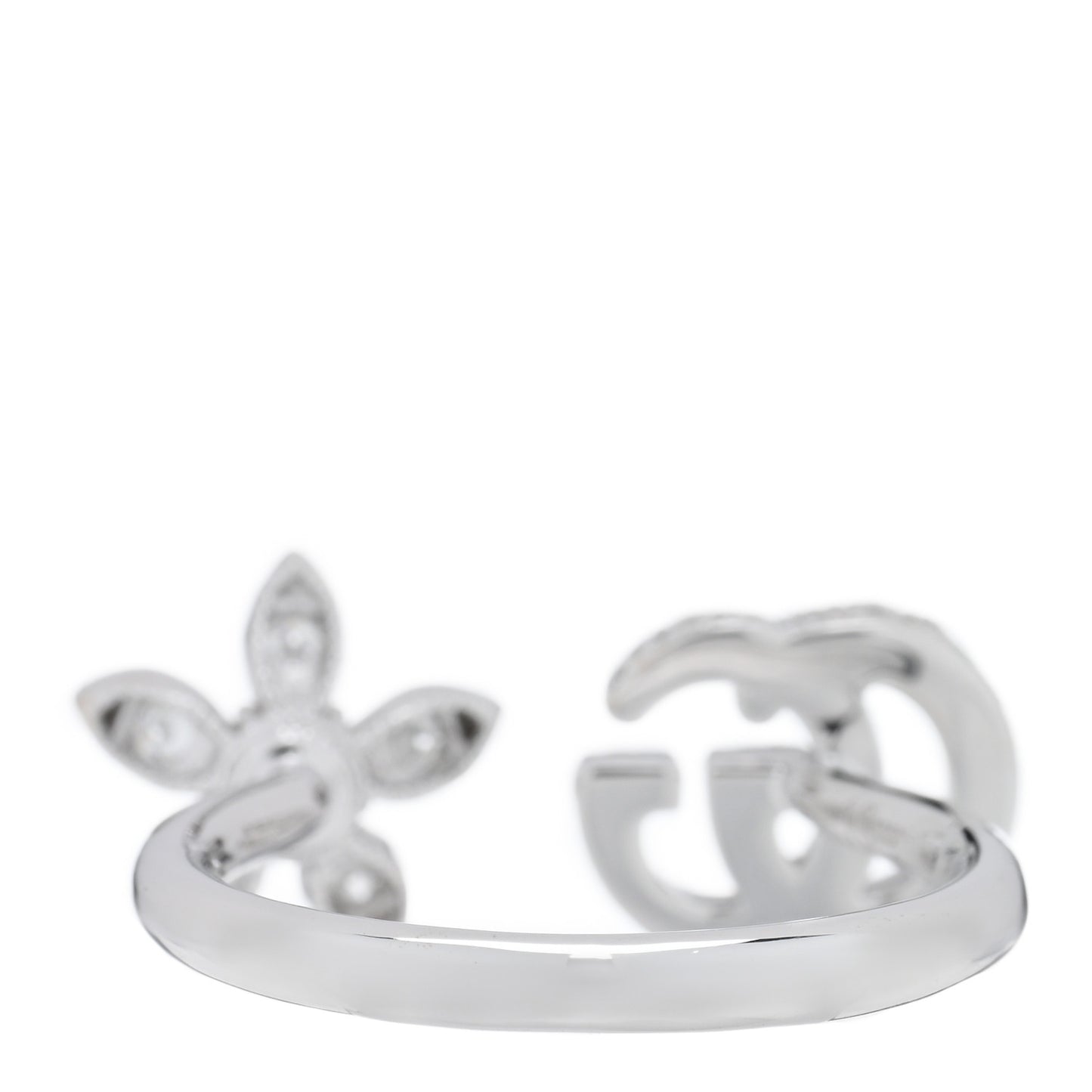 18K White Gold Diamond Flora GG Open Ring 54 7