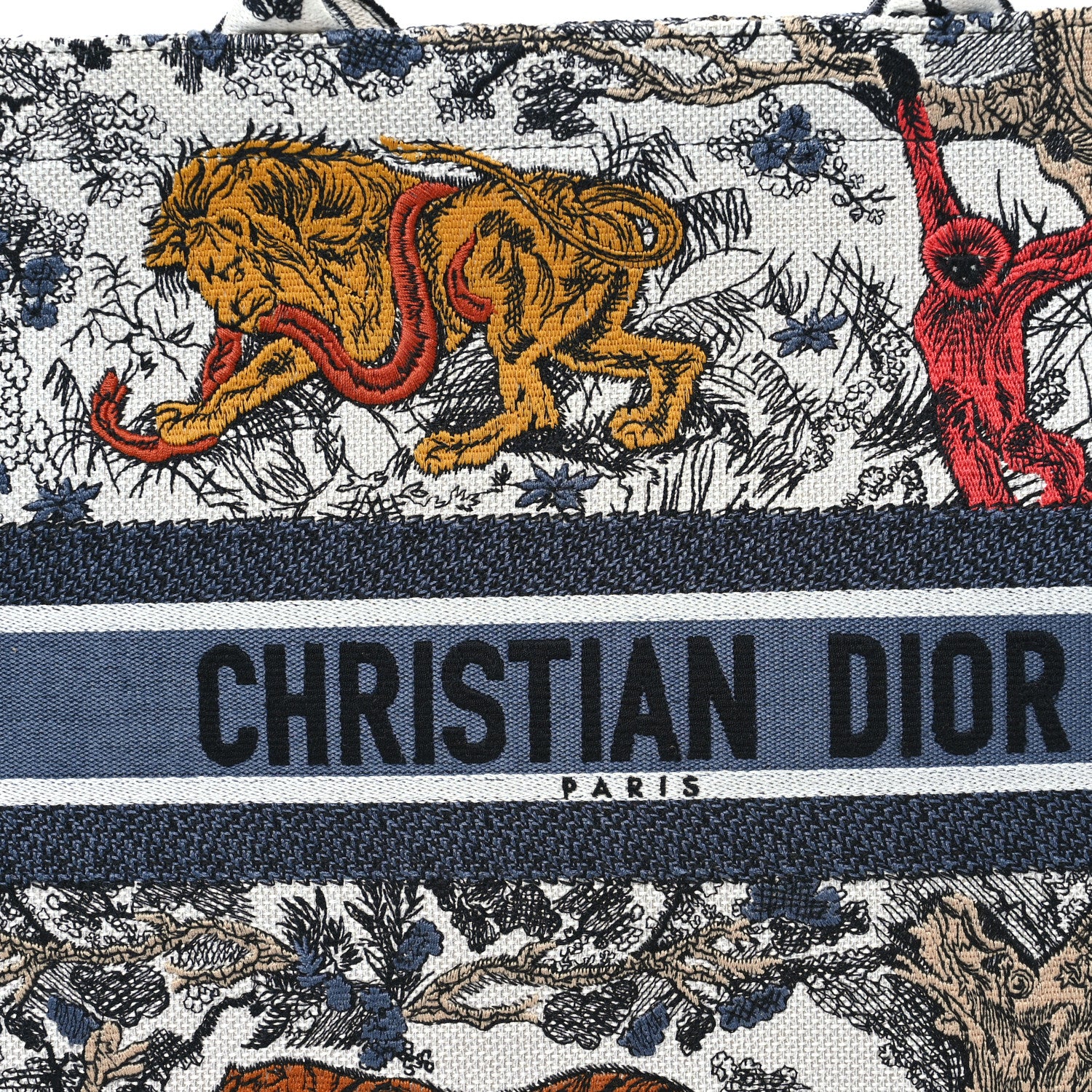Christian Dior Canvas Embroidered Large Dioriviera Toile De Jouy Book Tote Multicolor 9 of 15