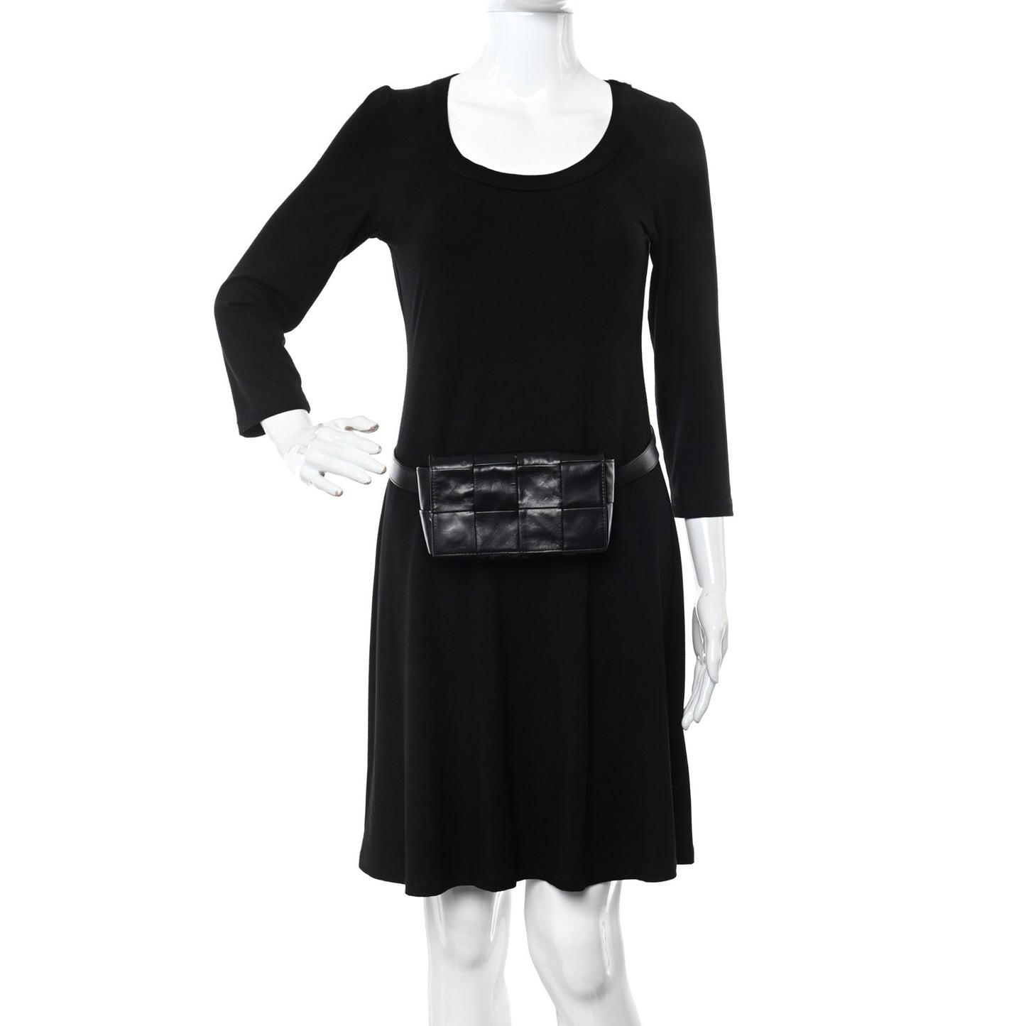 Paper Calfskin Intrecciato Cassette Belt Bag Black