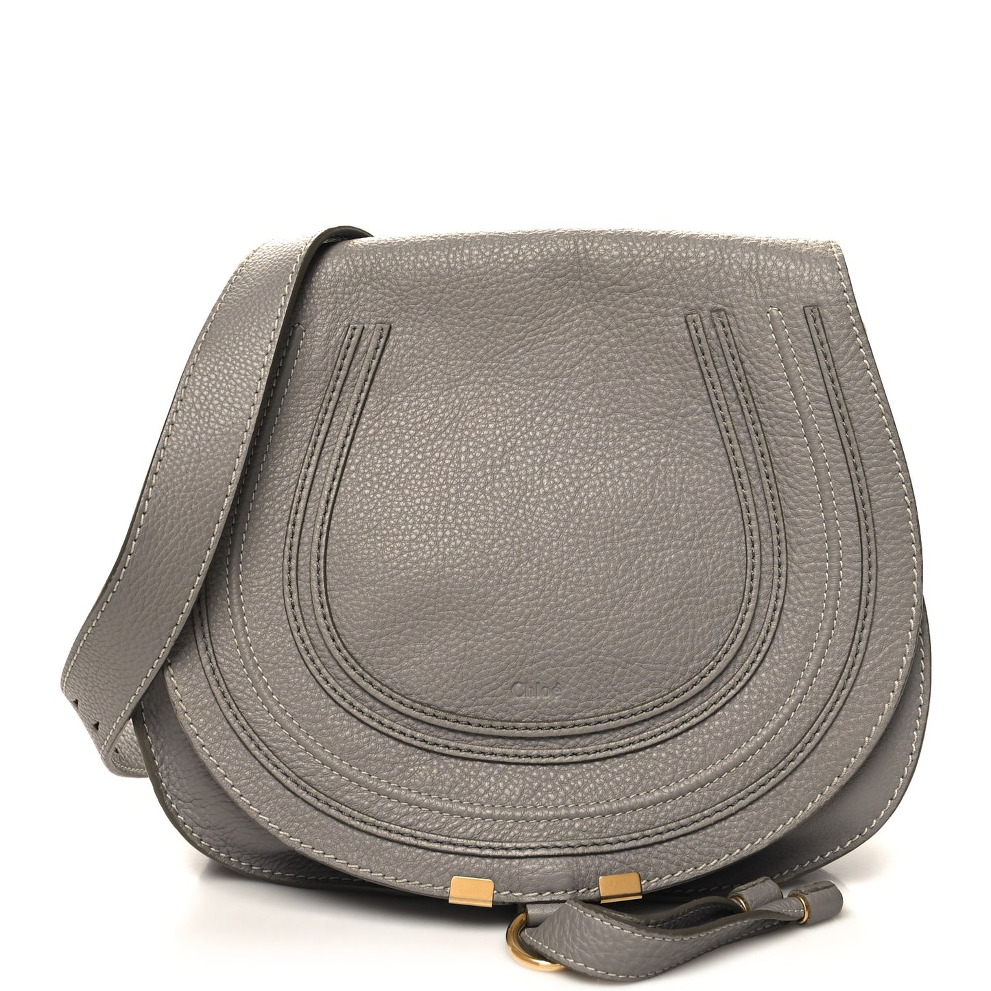 Calfskin Medium Marcie Round Crossbody Bag Cashmere Grey