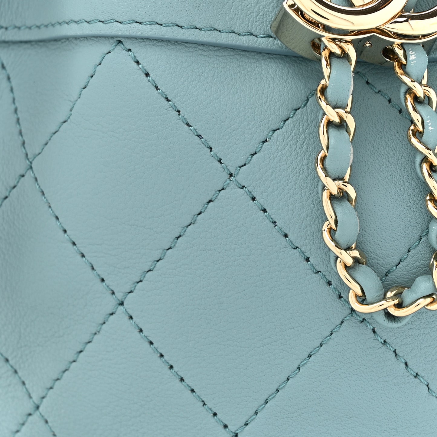 Calfskin Mini Drawstring CC Bag Blue