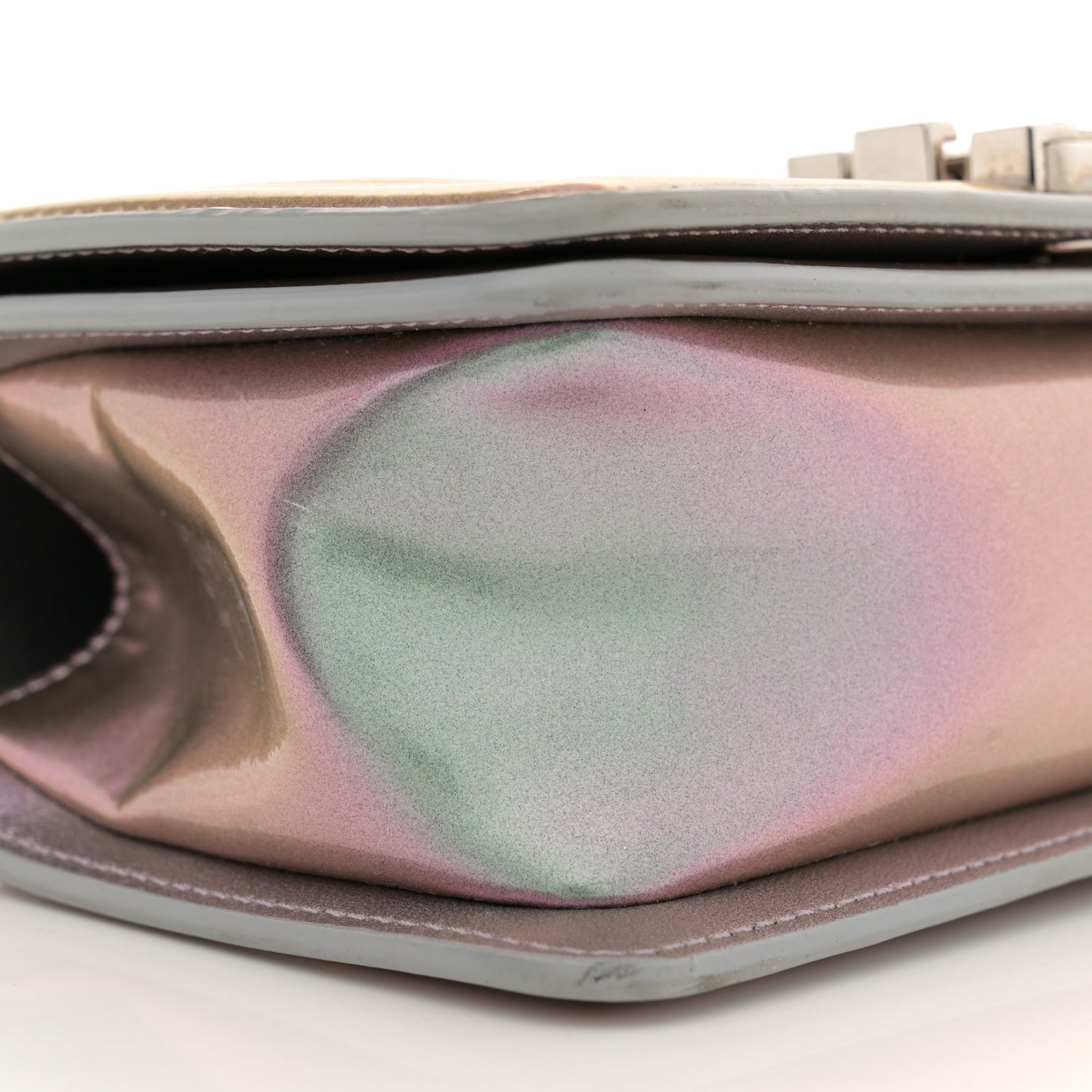Iridescent Patent Calfskin PVC Quilted Small Boy Flap Light Purple