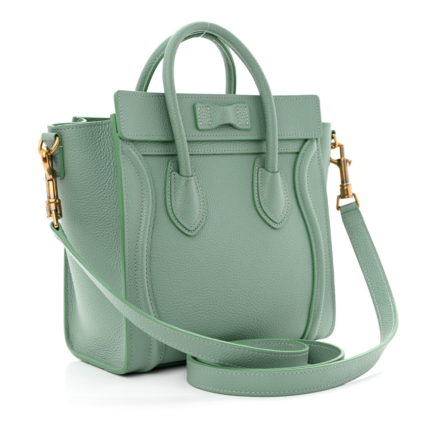 Drummed Calfskin Nano Luggage Celadon