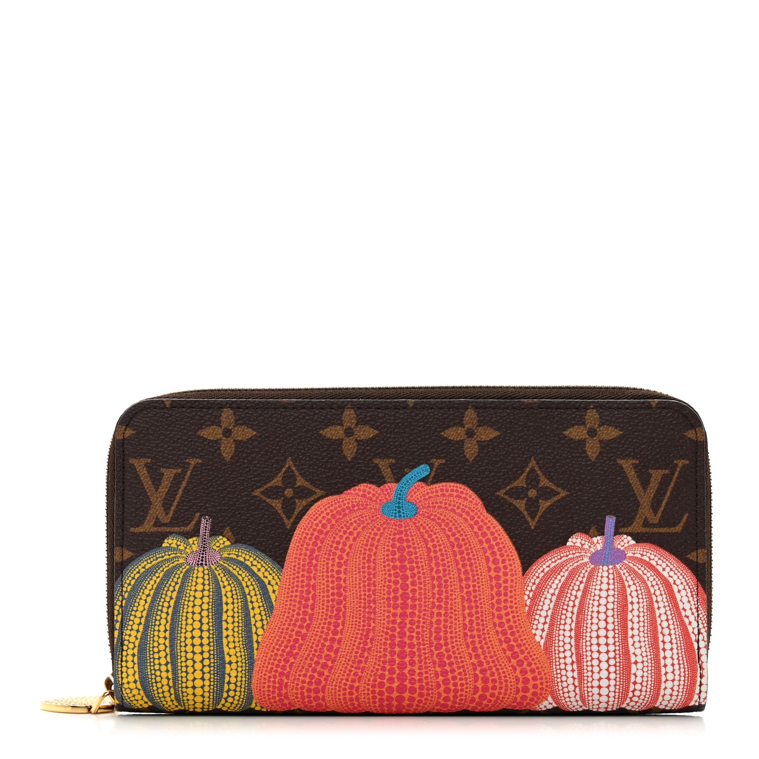 小物 LOUIS VUITTON Louis Vuitton LV X YK Monogram Kusama Pumpkin Zippy Wallet