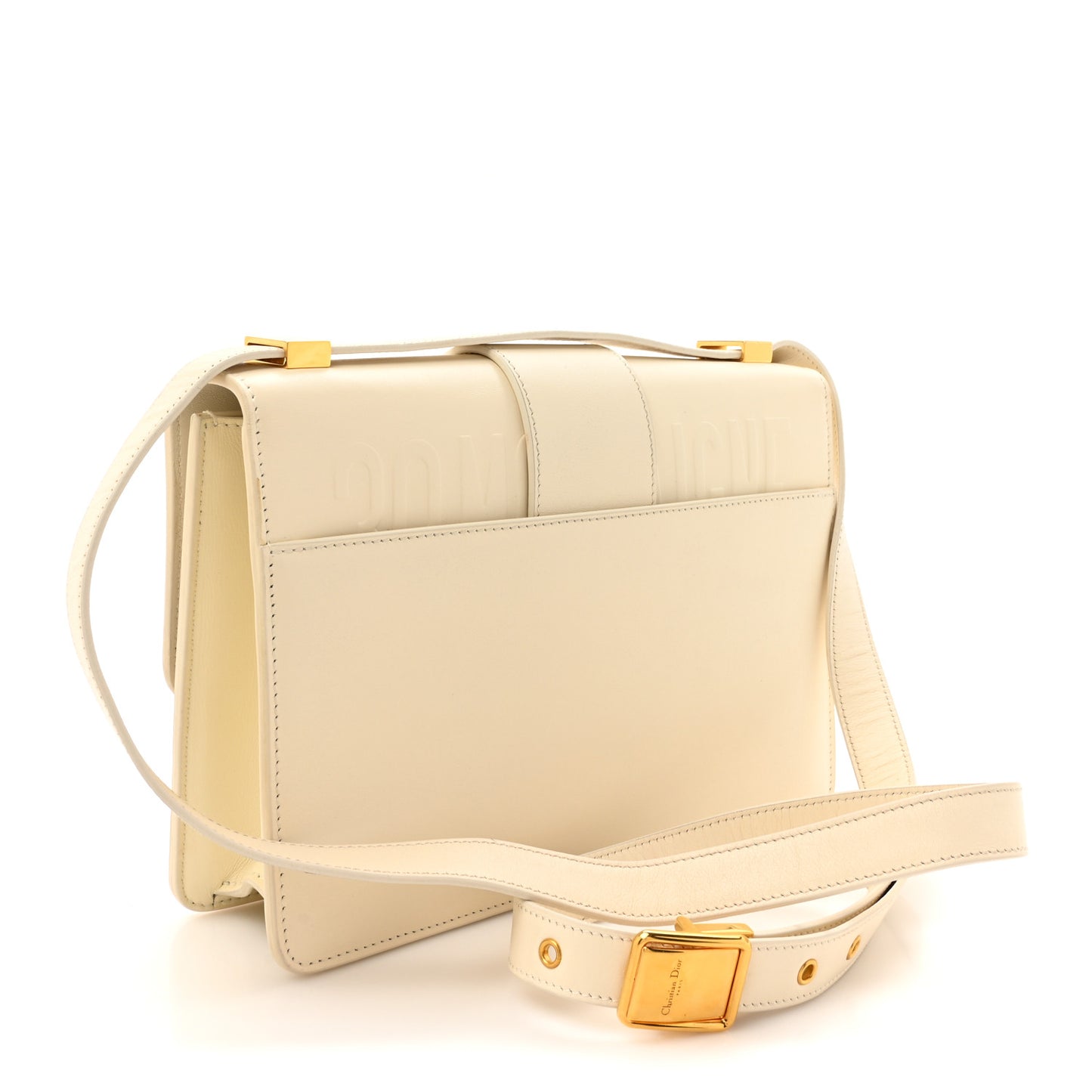 Grained Calfskin 30 Montaigne Flap Bag White