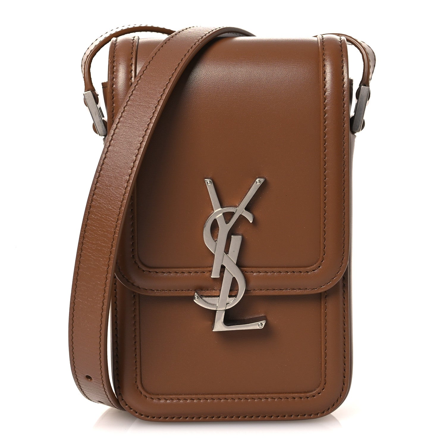 SAINT LAURENT ブラウンショルダーバッグ Saint Laurent Smooth Calfskin Mini Solferino Satchel Fox 1872081