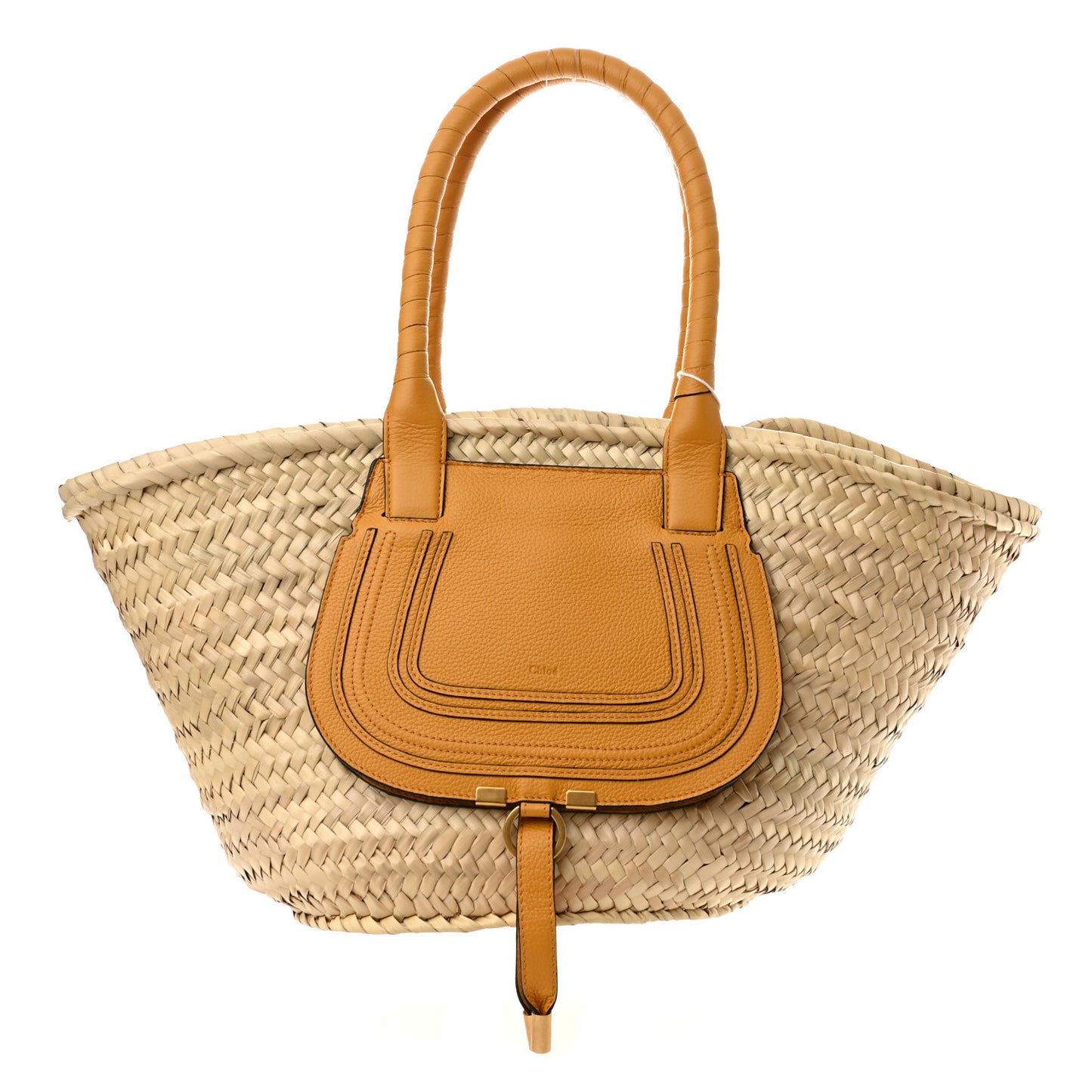 Raffia Small Grain Calfskin Medium Marcie Basket Yellow