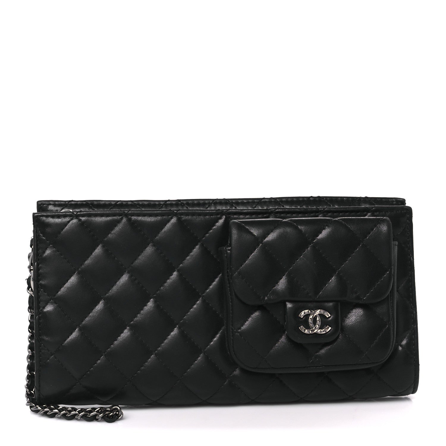 Chanel Lambskin Mineral Nights Pochette Wristlet Black 1761327