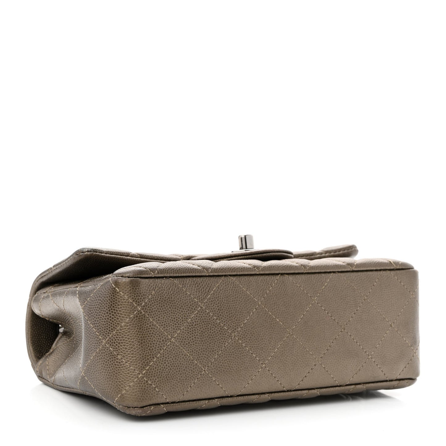 Iridescent Caviar Quilted Mini Rectangular Flap Bronze