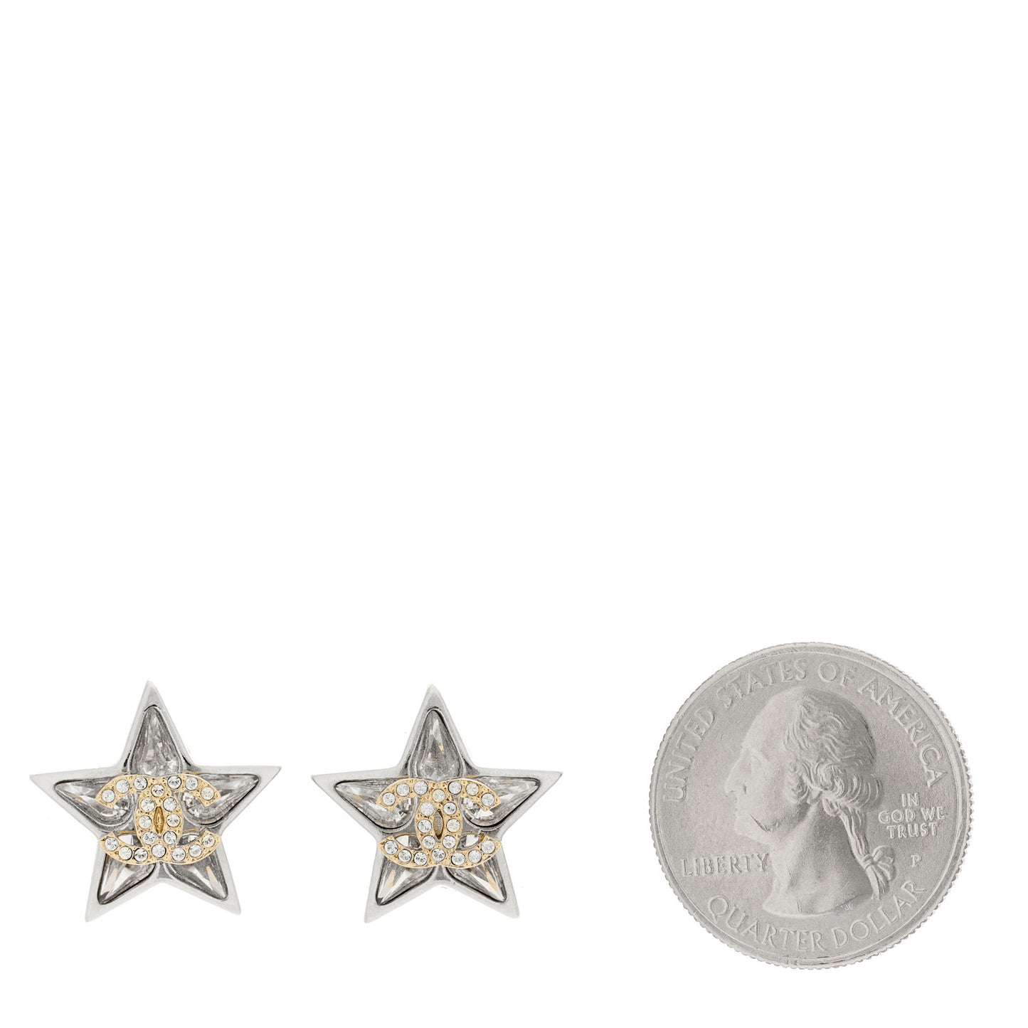 Crystal CC Star Earrings Silver