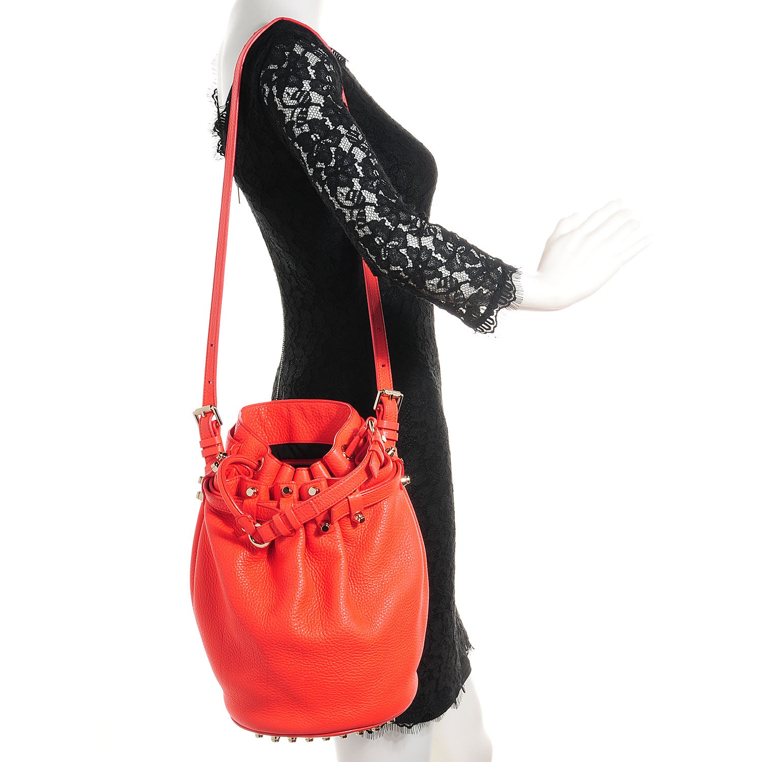 Alexander Wang Pebbled Lambskin Diego Bucket Bag Tang w Pale Gold Hardware 2 of 8