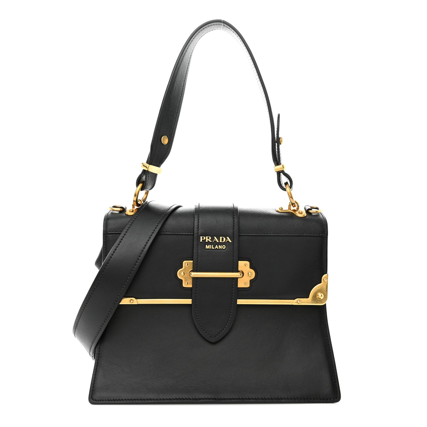 City Calfskin Saffiano Cahier Top Handle Bag Black